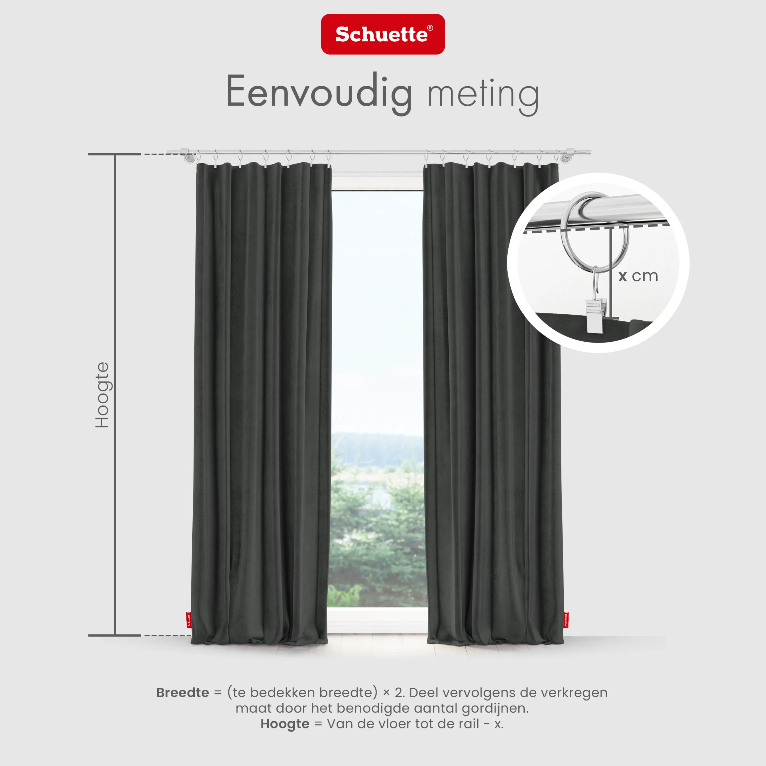 Schuette® Verdunkelungs-Vorhang Gardine mit Tunnelband nach Maß ● Millenium Velvet Kollektion: Dark Shadow (Grau) ● 1 Stück ● Knitterfrei Pflegeleicht Thermo Blickdicht & stark Abdunkelnd