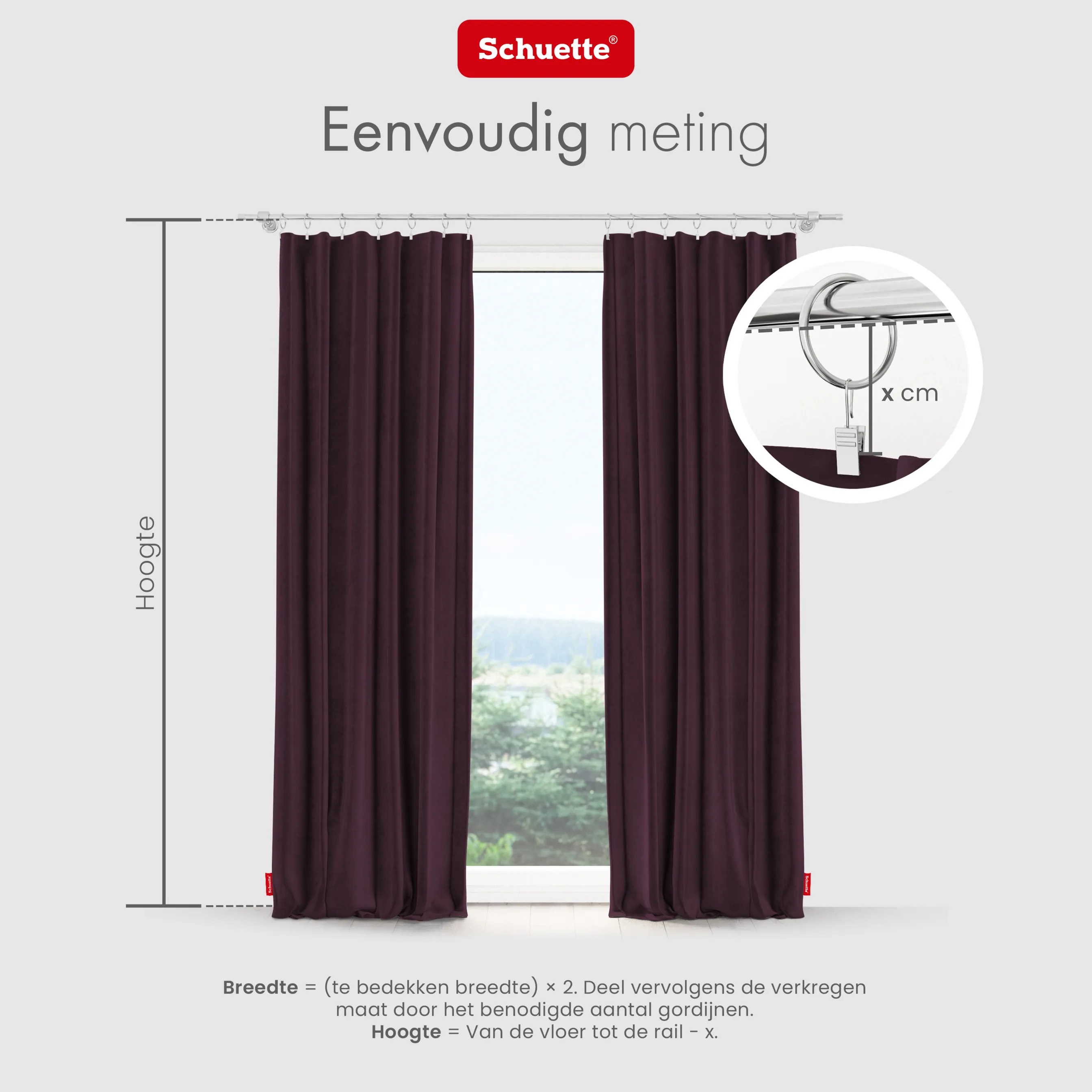 Schuette® Verdunkelungs-Vorhang Gardine mit Tunnelband nach Maß ● Millenium Velvet Kollektion: Plum (Purple) ● 1 Stück ● Knitterfrei Pflegeleicht Thermo Blickdicht & stark Abdunkelnd