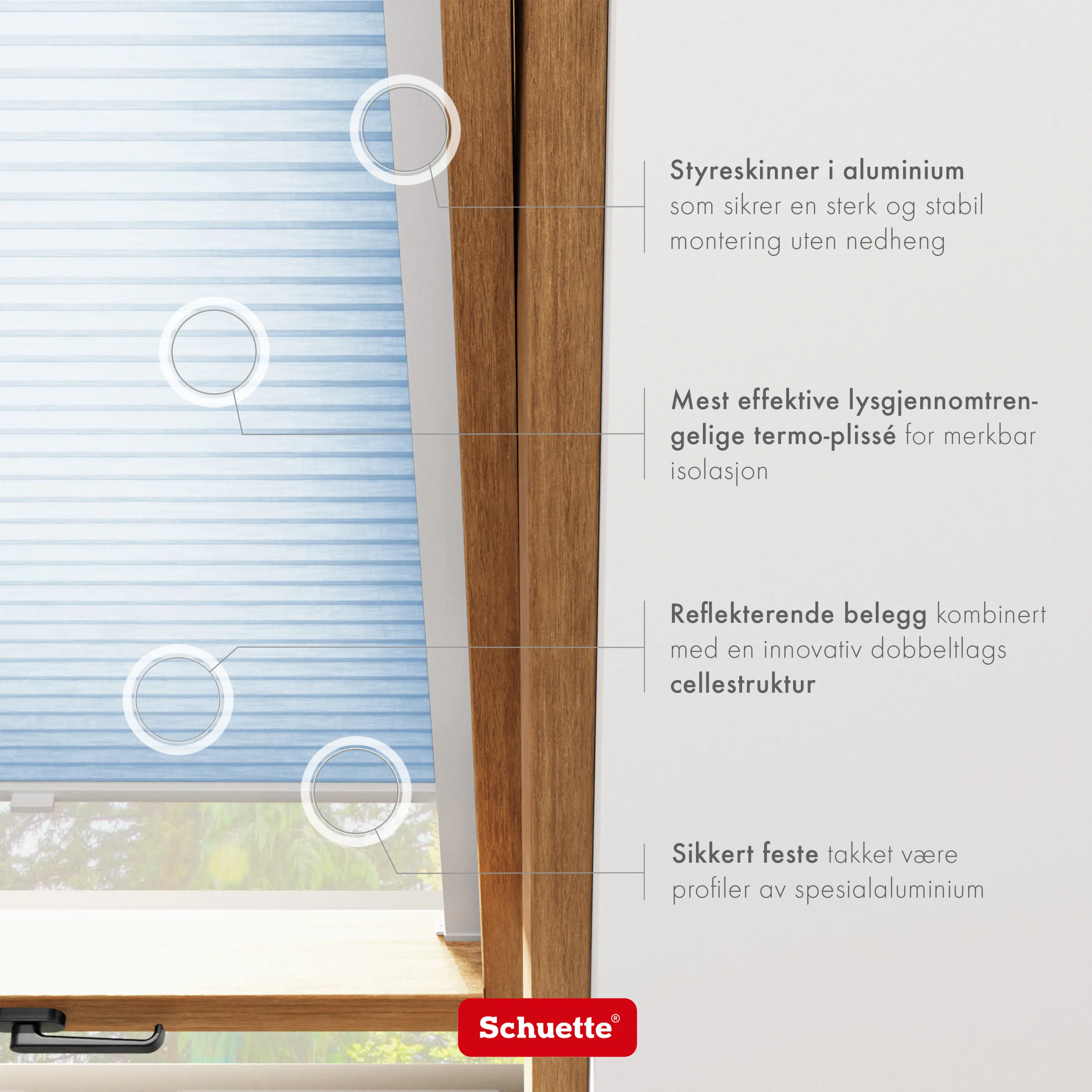 Schuette® Dachfenster Wabenplissee nach Maß • Thermo x Honey Kollektion: Ice Pop (Hellblau) • Profilfarbe: Braun