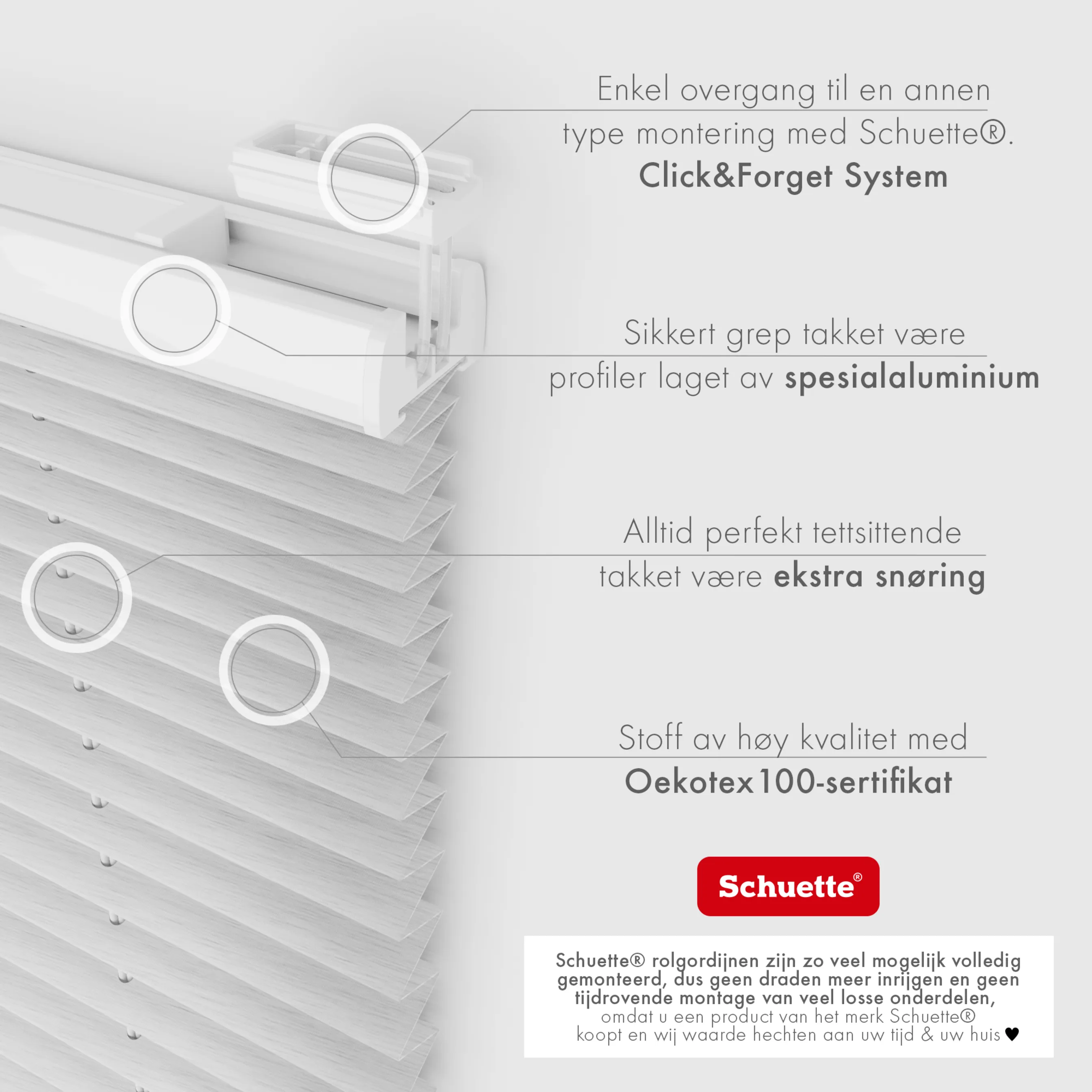 Schuette® Plissee mit Bohren nach Maß • Suprafix "Double 2in1" Schraub- & Klemmhalter • Dolomite Kollektion: Storm Gray (Grau) • Profilfarbe: Walnuss