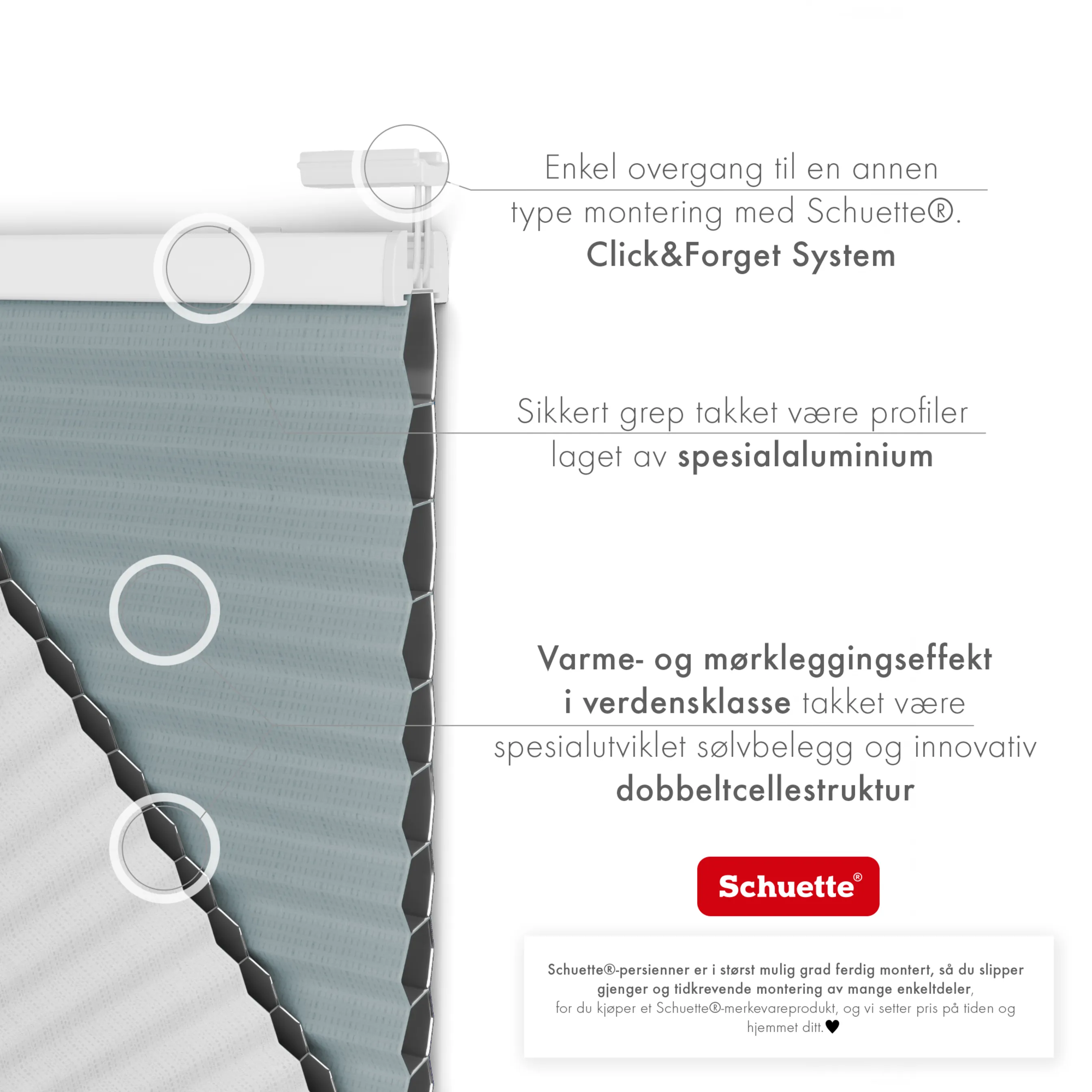 Schuette® Wabenplissee ohne Bohren nach Maß • Suprafix Klemmhalter “Incognito X" • Honey Kollektion: Cloud Nine (Pastellblau) • Profilfarbe: Braun