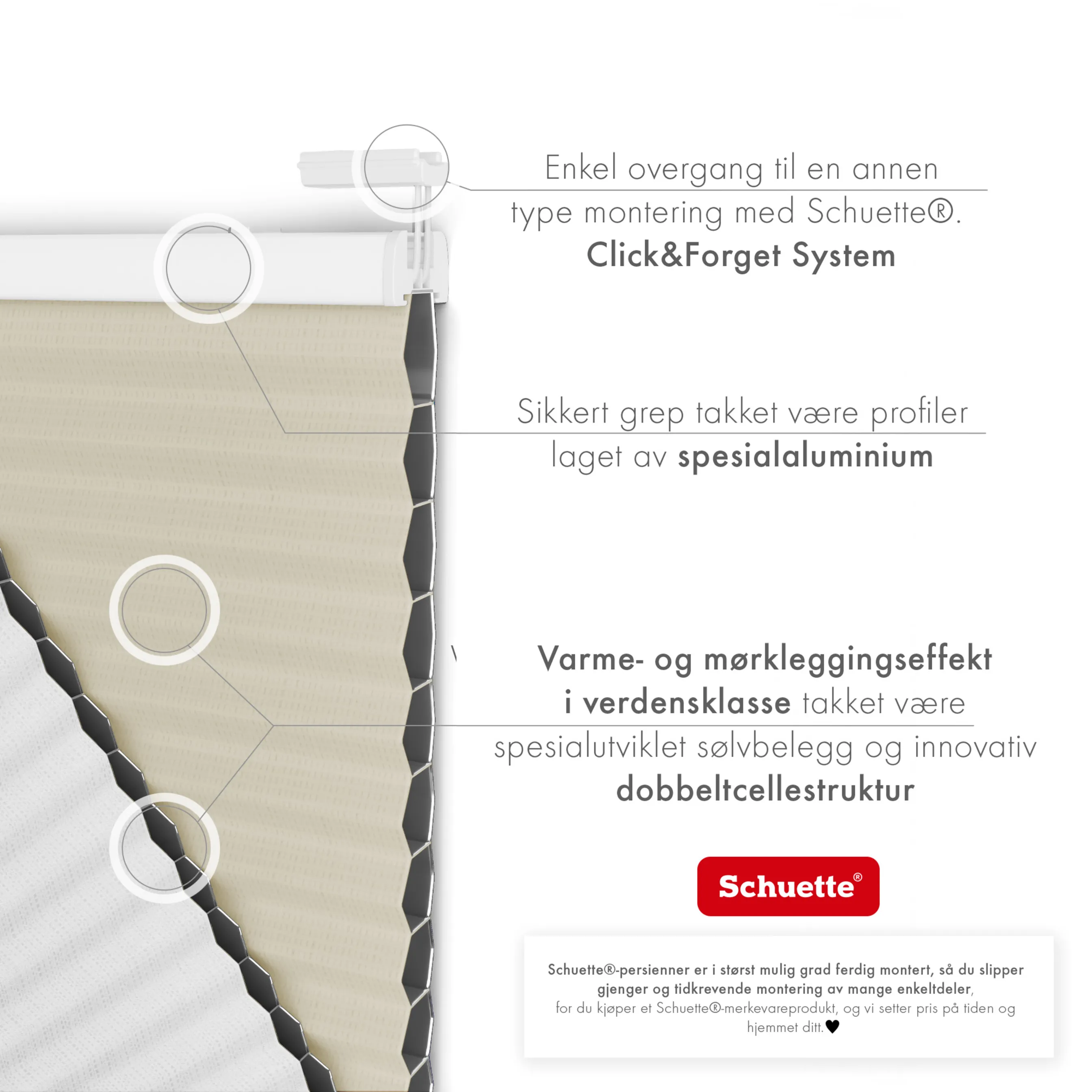 Schuette® Wabenplissee ohne Bohren nach Maß • Klebehalter & Schraubhalter 2in1 Set "Letsbond" • Honey Kollektion: Belgian Waffle (Creme) • Profilfarbe: Silber