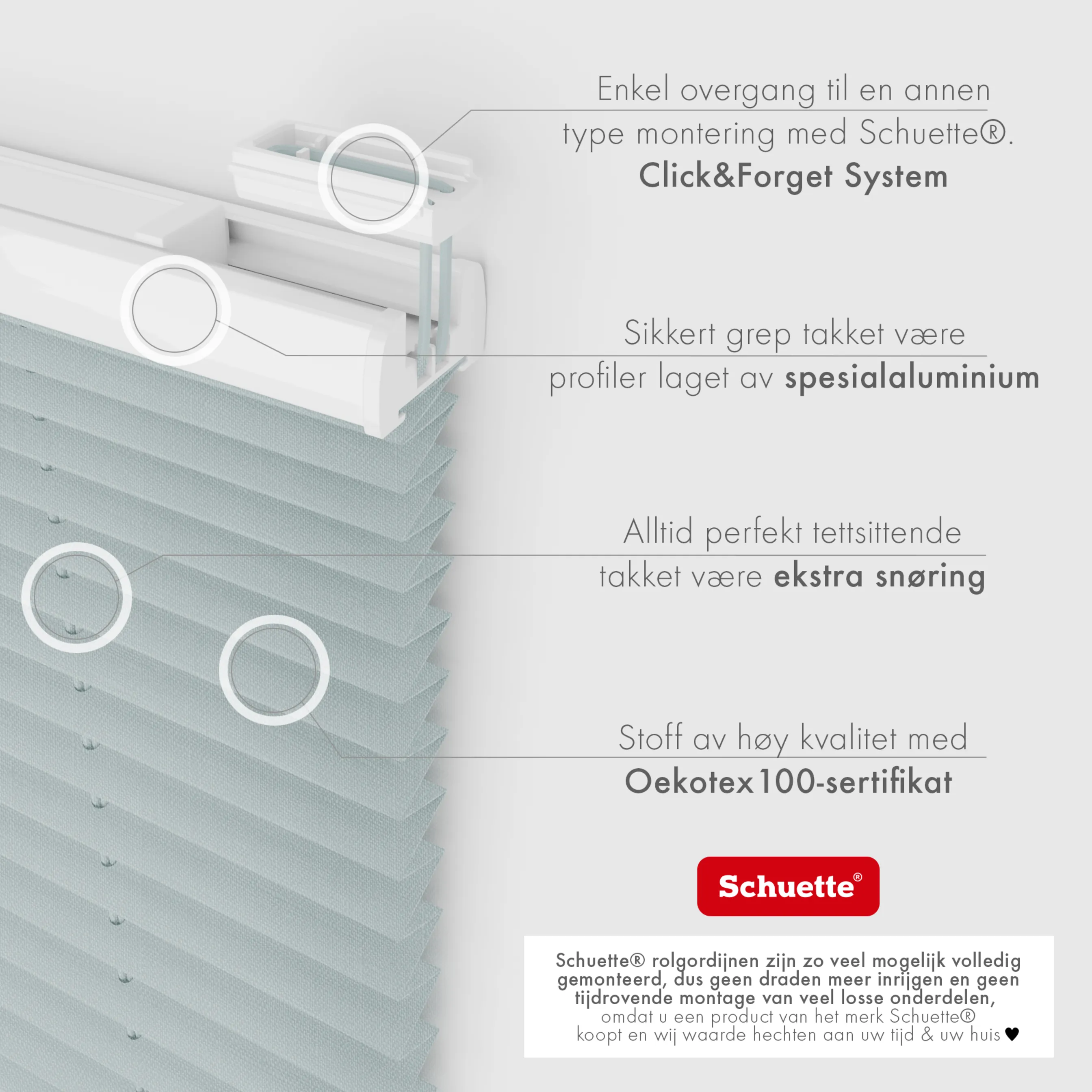 Schuette® Plissee mit Bohren nach Maß • Suprafix "Double 2in1" Schraub- & Klemmhalter • Melange Kollektion: On The Road (Grau) • Profilfarbe: Weiß