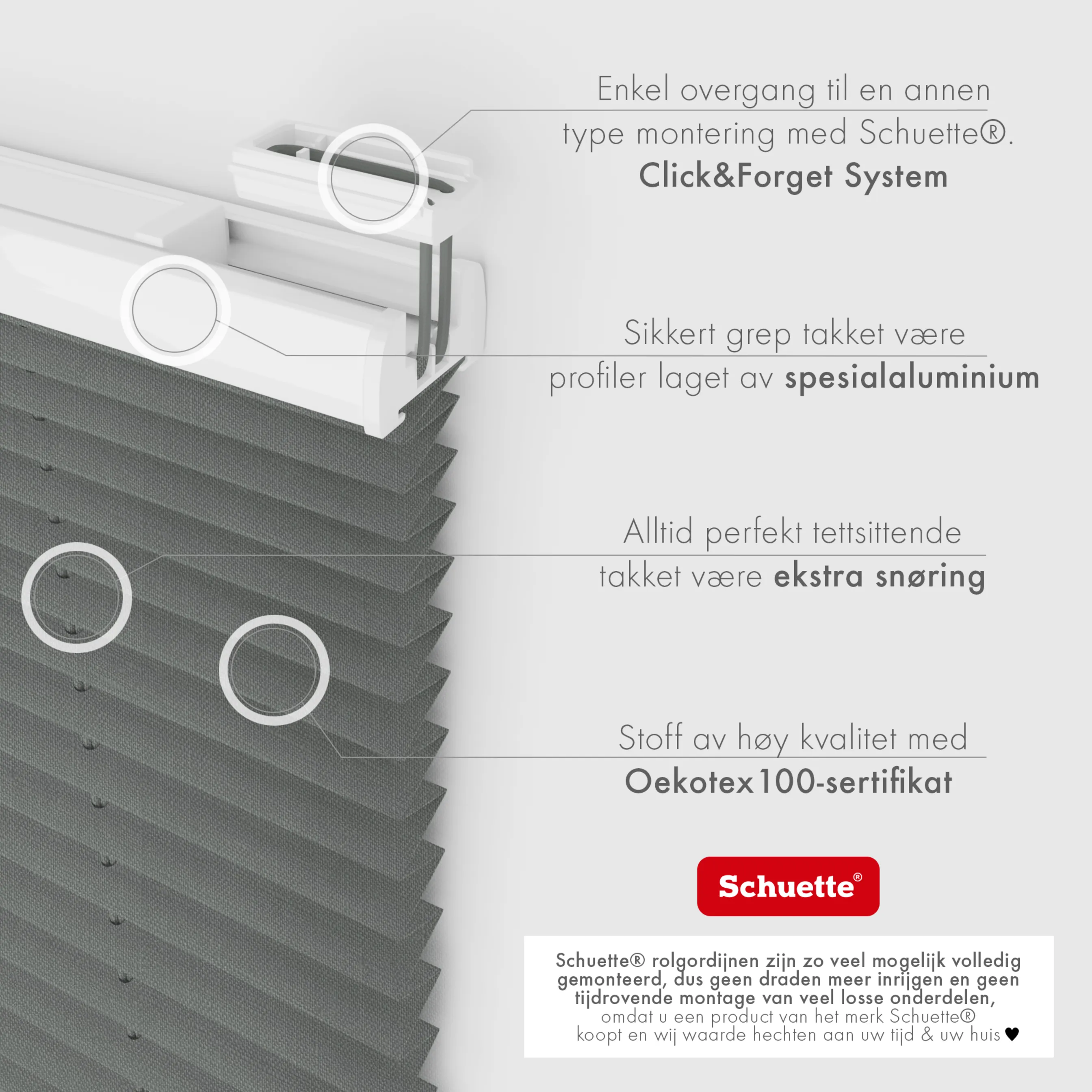 Schuette® Plissee ohne Bohren nach Maß • Suprafix Halterung “Zum Kleben” • Melange Kollektion: Black Pearl (Schwarz) • Profilfarbe: Weiß