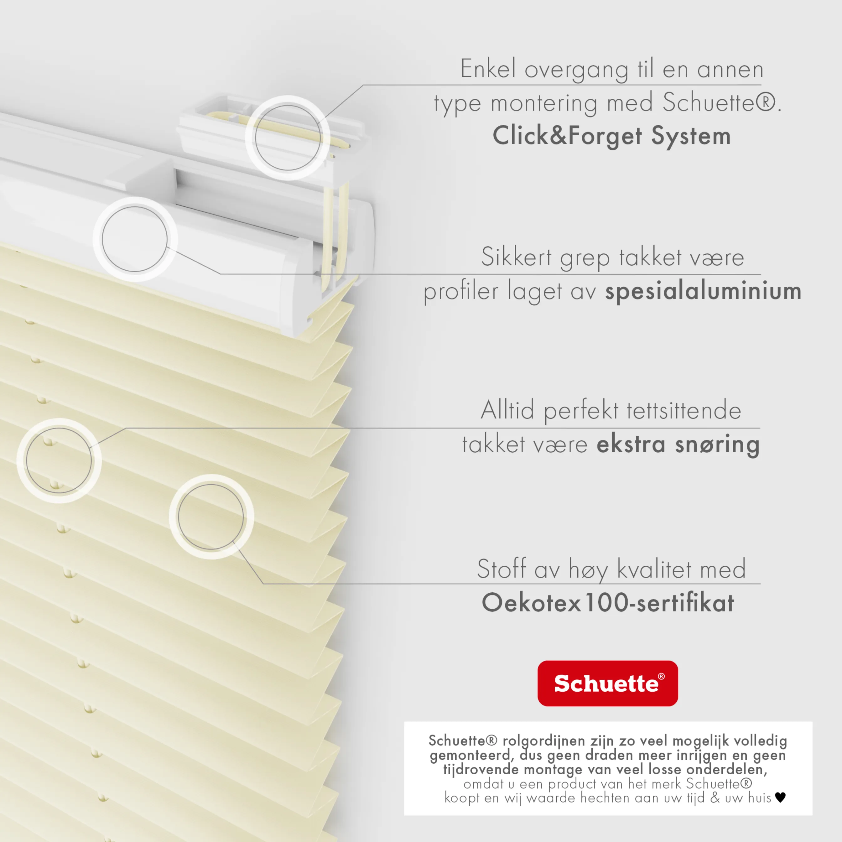 Schuette® Dachfenster Plissee nach Maß • Premium Kollektion: Vanilla Ice Cream (Creme) • Profilfarbe: Weiß