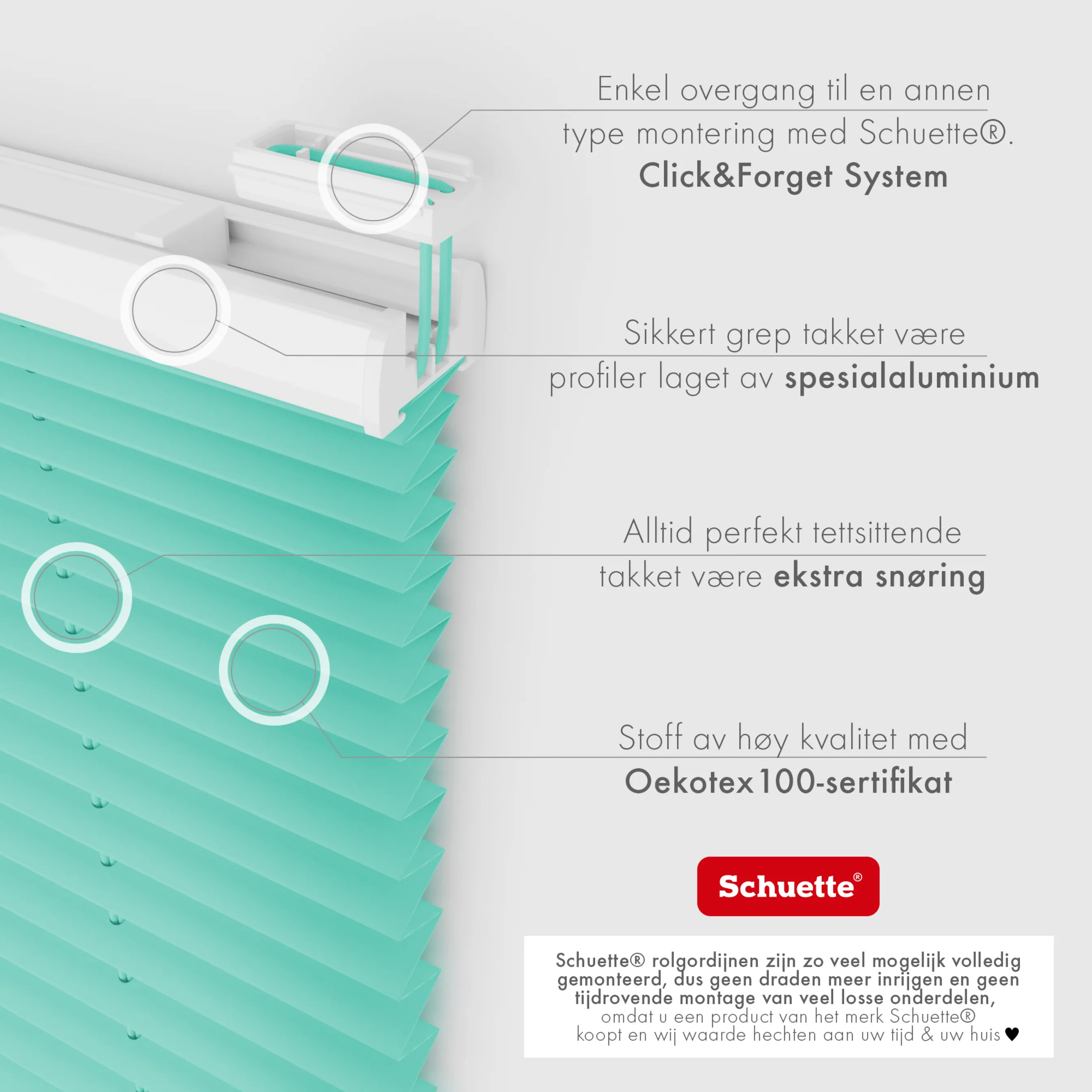 Schuette® Plissee mit Bohren nach Maß • Suprafix "Double 2in1" Schraub- & Klemmhalter • Premium Kollektion: Blue Ocean (Türkis) • Profilfarbe: Silber