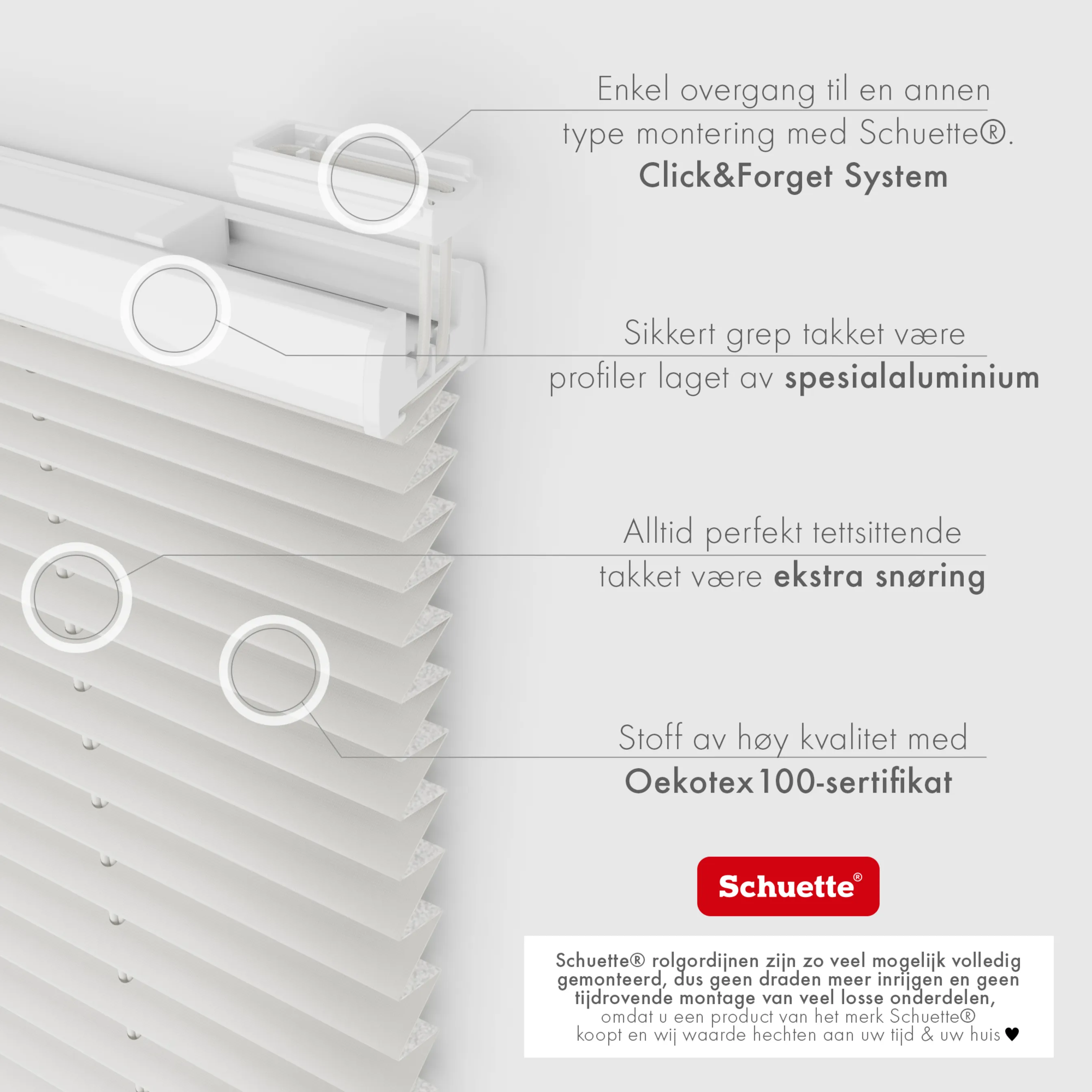 Schuette® Plissee ohne Bohren nach Maß • Suprafix Halterung “Zum Kleben” • Thermo Kollektion: Spring Cloud (Grau) • Profilfarbe: Silber
