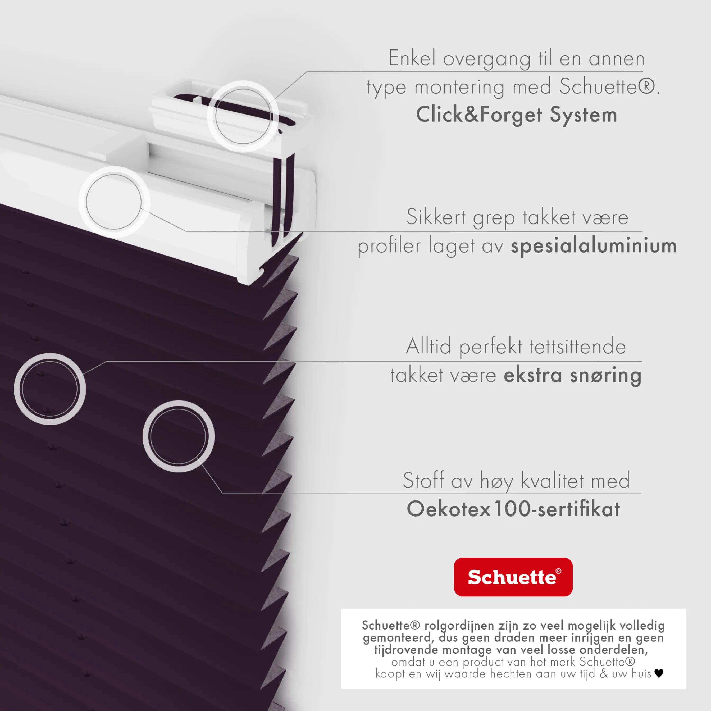 Schuette® Plissee ohne Bohren nach Maß • Suprafix Klemmhalter “Incognito X" • Thermo Kollektion: Violet Paradise (Violett) • Profilfarbe: Weiß