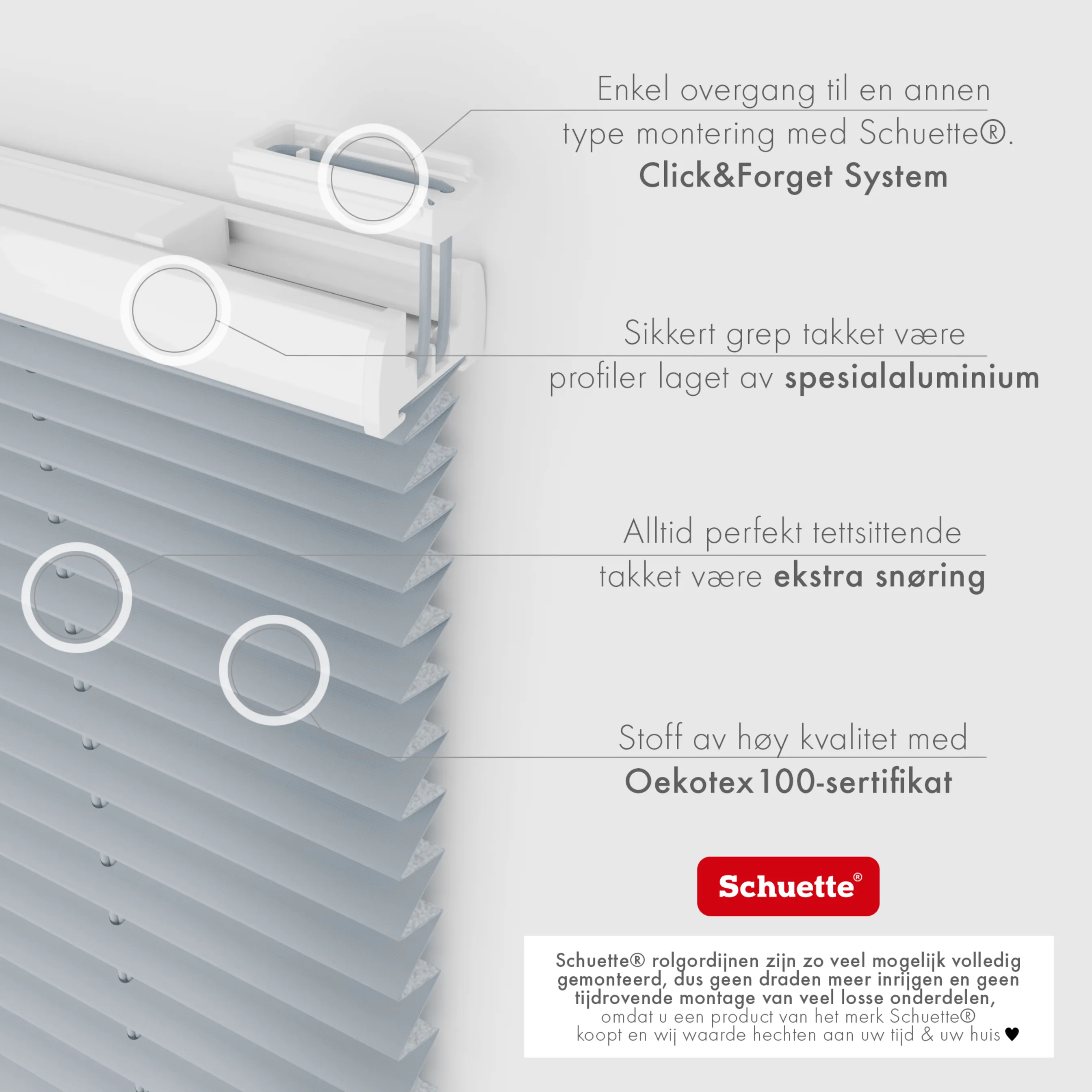 Schuette® Plissee mit Bohren nach Maß • Suprafix "Double 2in1" Schraub- & Klemmhalter • Thermo Kollektion: Iron Fog (Hellgrau) • Profilfarbe: Weiß