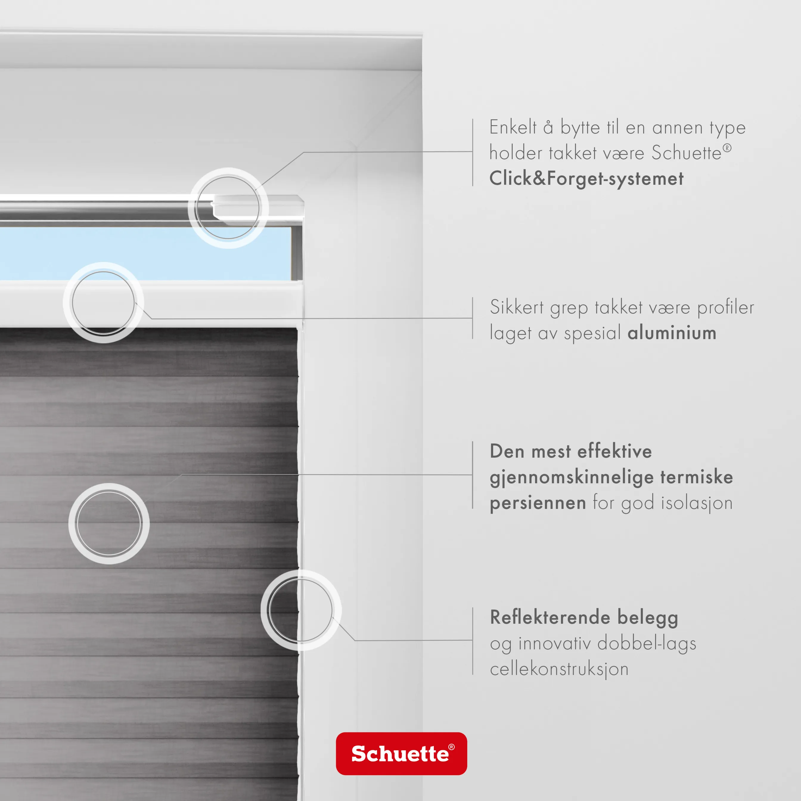 Schuette® Wabenplissee ohne Bohren nach Maß • Suprafix Klemmhalter “Incognito X" • Thermo x Honey Kollektion: Midnight Snack (Schwarz) • Profilfarbe: Weiß