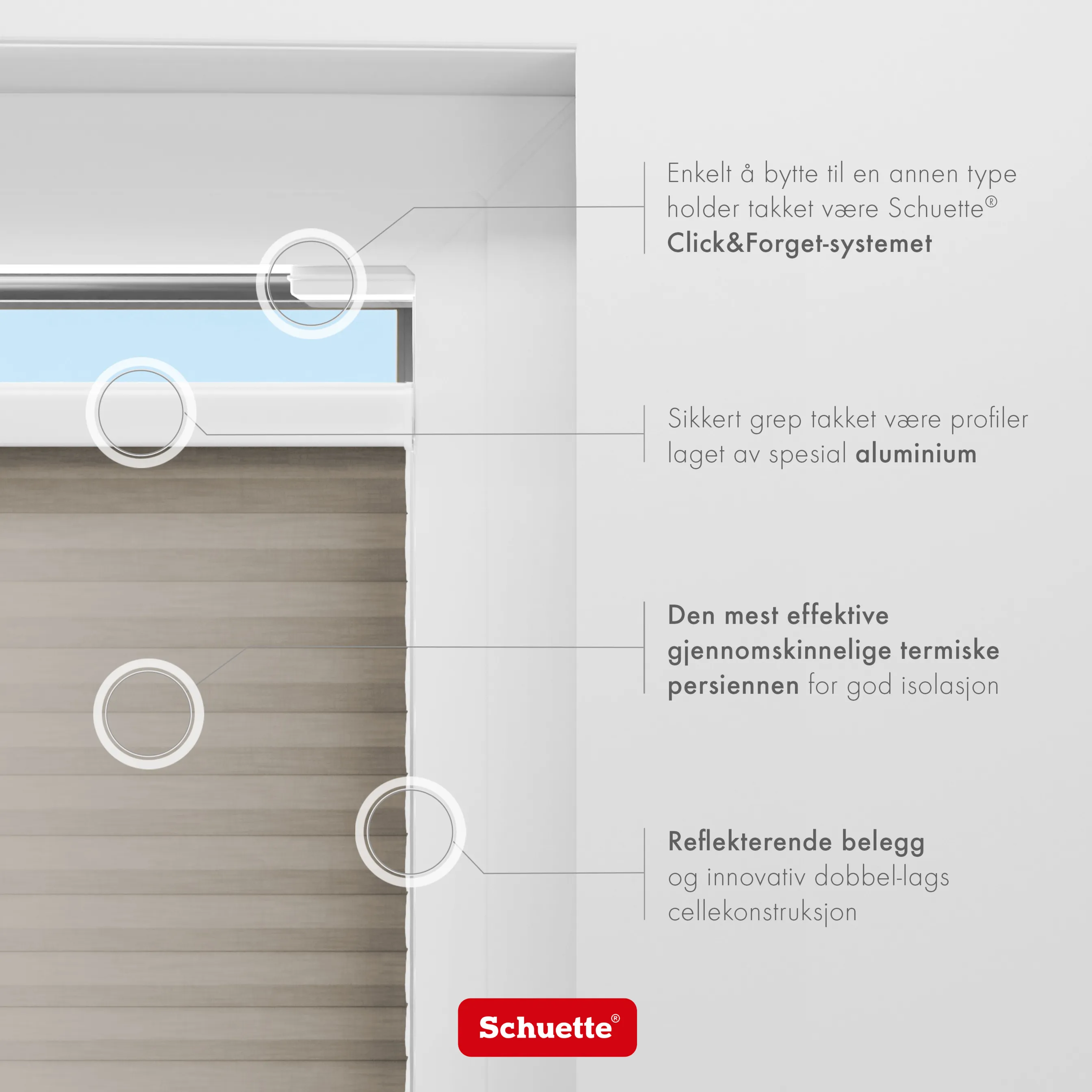 Schuette® Wabenplissee ohne Bohren nach Maß • Suprafix Klemmhalter “Incognito X" • Thermo x Honey Kollektion: Truffle Dust (Taupe) • Profilfarbe: Braun