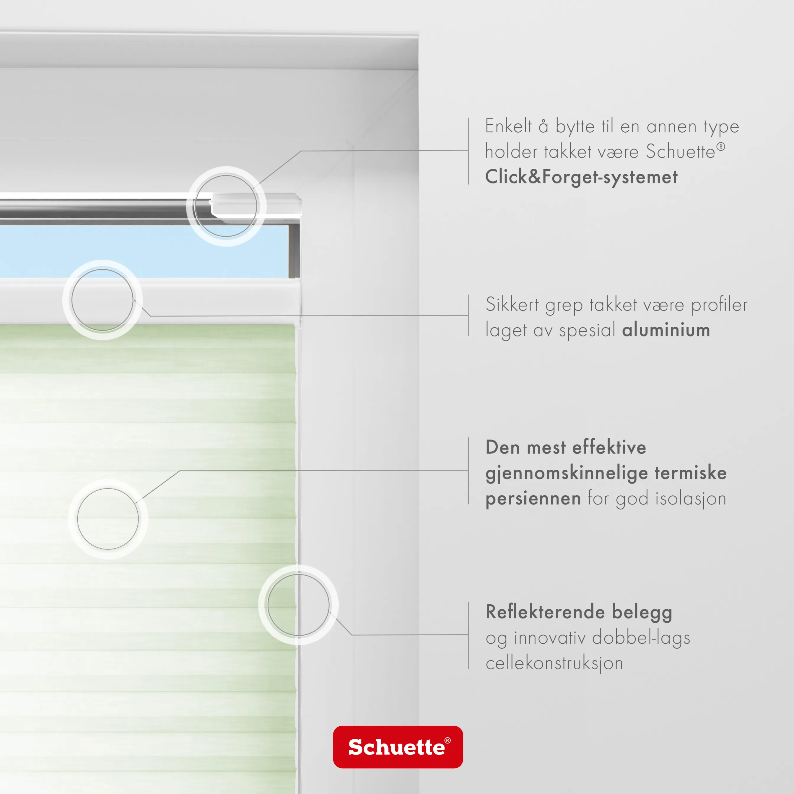 Schuette® Wabenplissee ohne Bohren nach Maß • Suprafix Klemmhalter “Incognito X" • Thermo x Honey Kollektion: Let’s Matcha! (Pastellgrün) • Profilfarbe: Anthrazit