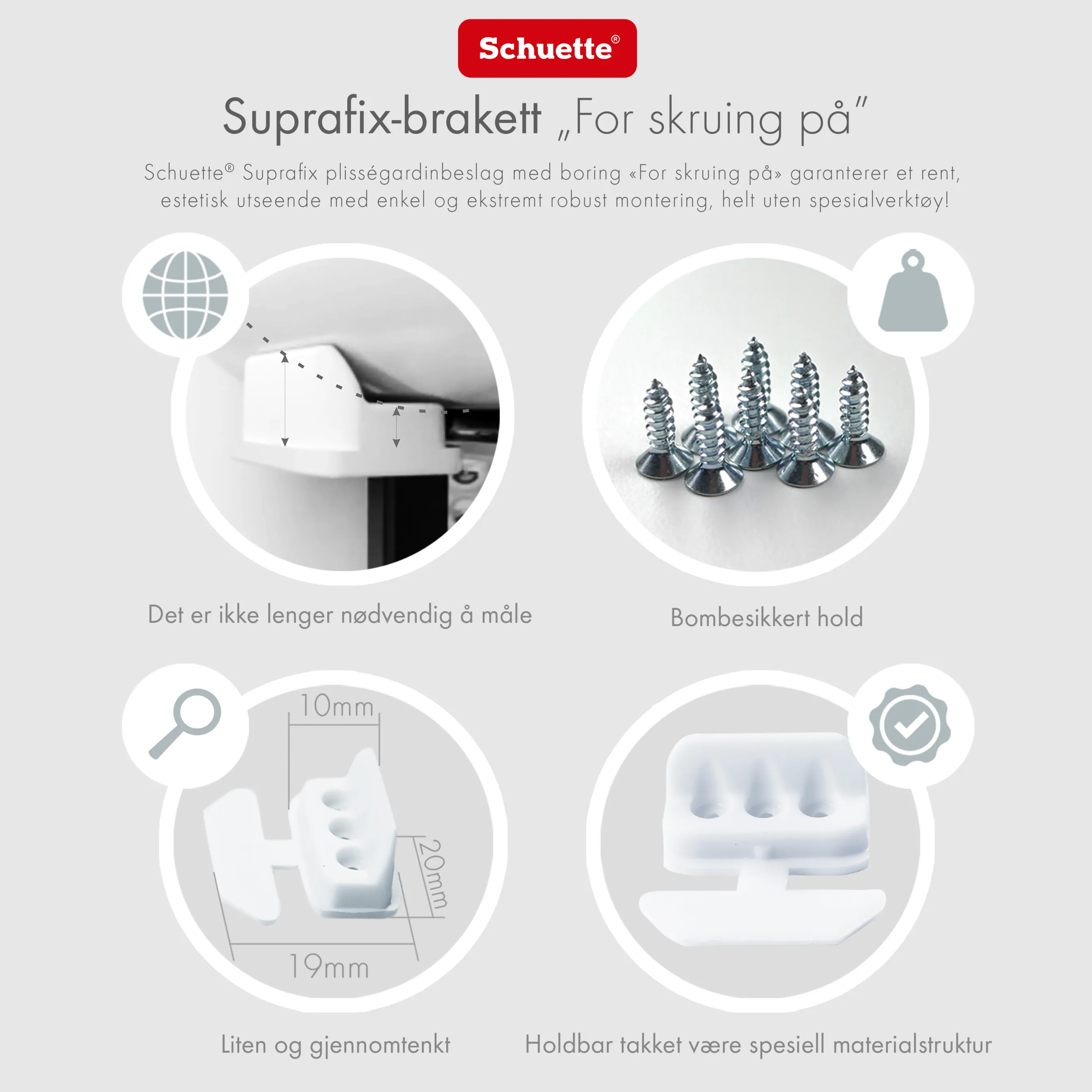 Schuette® Plissee mit Bohren nach Maß • Suprafix Halterungen “Mit Bohren” • Dolomite Kollektion: Storm Gray (Grau) • Profilfarbe: Eiche