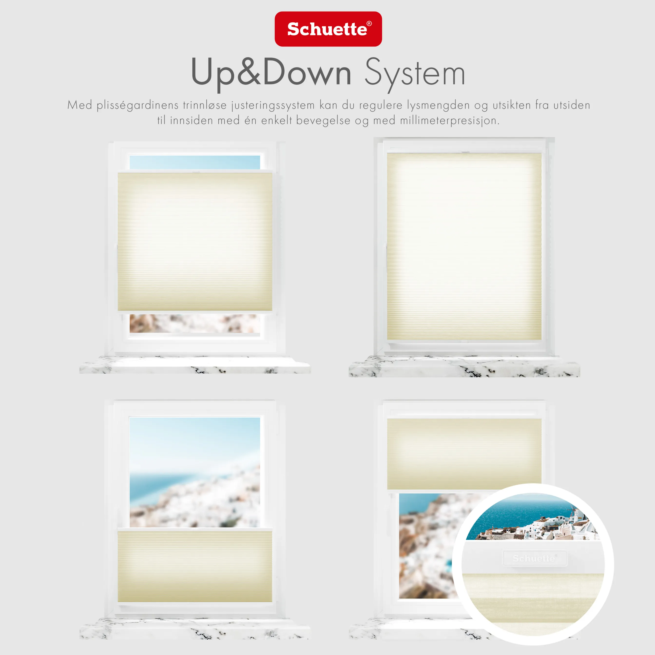 Schuette® Wabenplissee mit Bohren nach Maß • Suprafix "Double 2in1" Schraub- & Klemmhalter • Thermo x Honey Kollektion: Butterlight (Beige) • Profilfarbe: Eiche