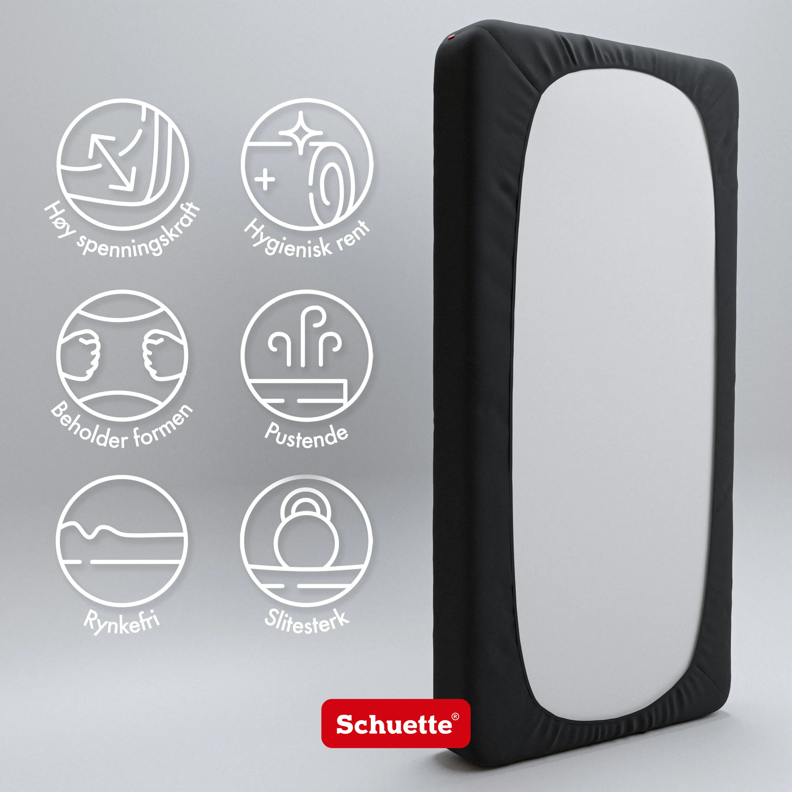 Schuette® Spannbettlaken • 90 x 200 • Wow! Kollektion: Beyond Black (Schwarz) • 100% Superfluff Baumwolle, Blickdicht, Faltenfrei • mit Rundumgummi • Matratzenhöhe bis 20 cm
