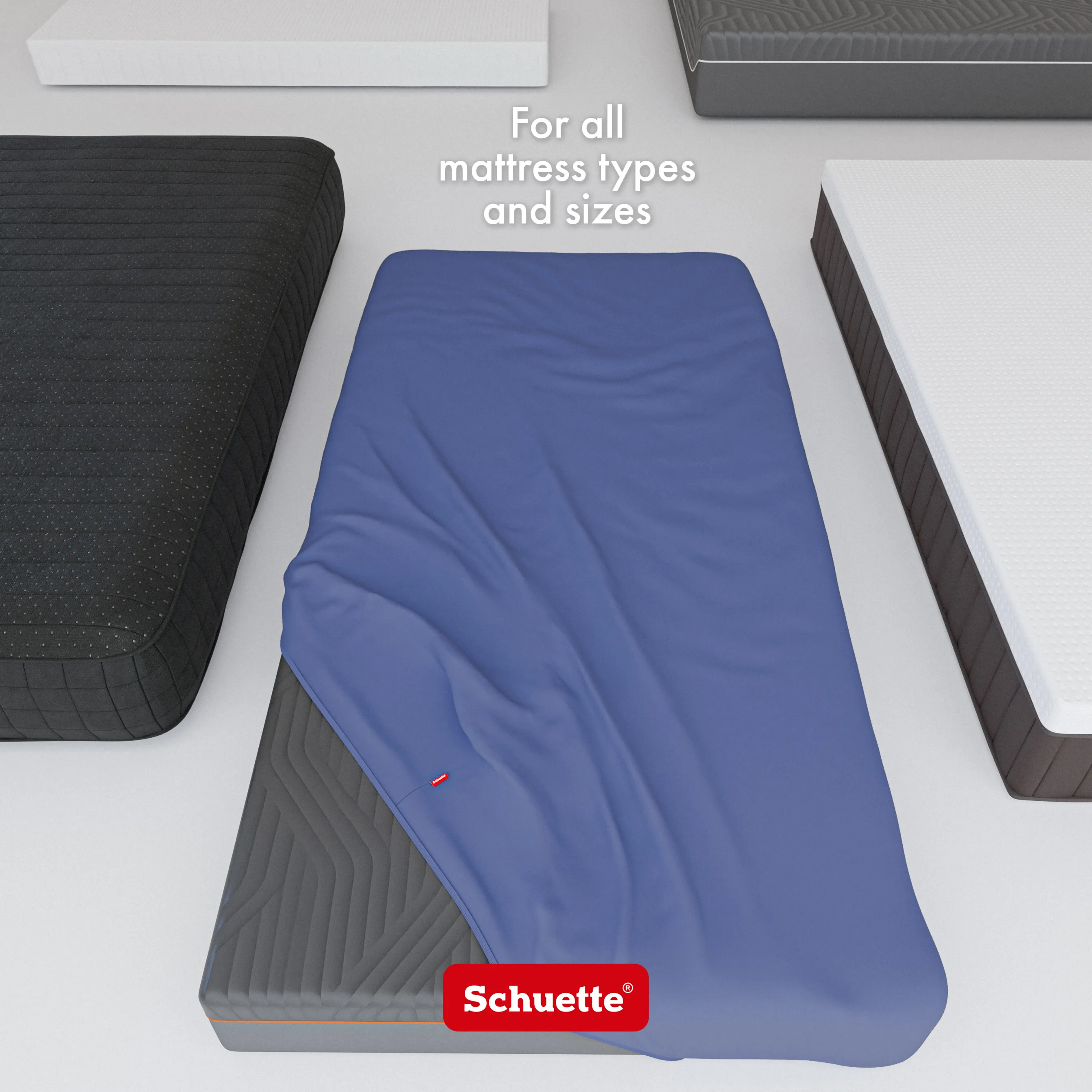 Schuette® Spannbettlaken • 200 x 220 • Wow! Kollektion: Tru Blu (Dunkelblau) • 100% Superfluff Baumwolle, Blickdicht, Faltenfrei • mit Rundumgummi • Matratzenhöhe bis 25 cm