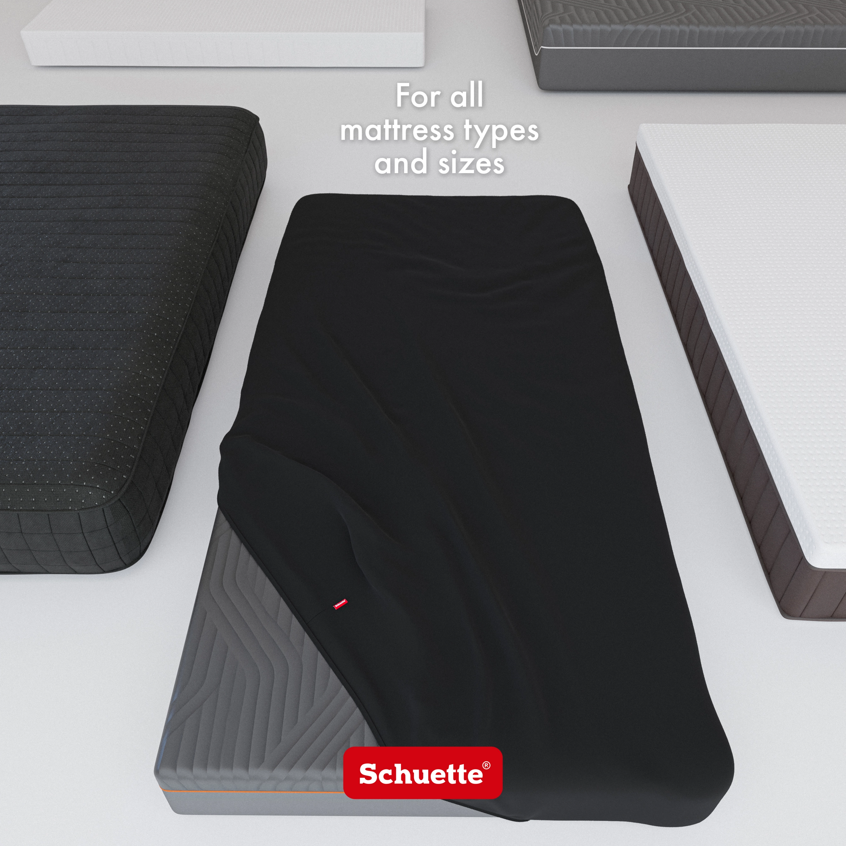 Schuette® Spannbettlaken • 200 x 220 • Wow! Kollektion: Beyond Black (Schwarz) • 100% Superfluff Baumwolle, Blickdicht, Faltenfrei • mit Rundumgummi • Matratzenhöhe bis 40 cm