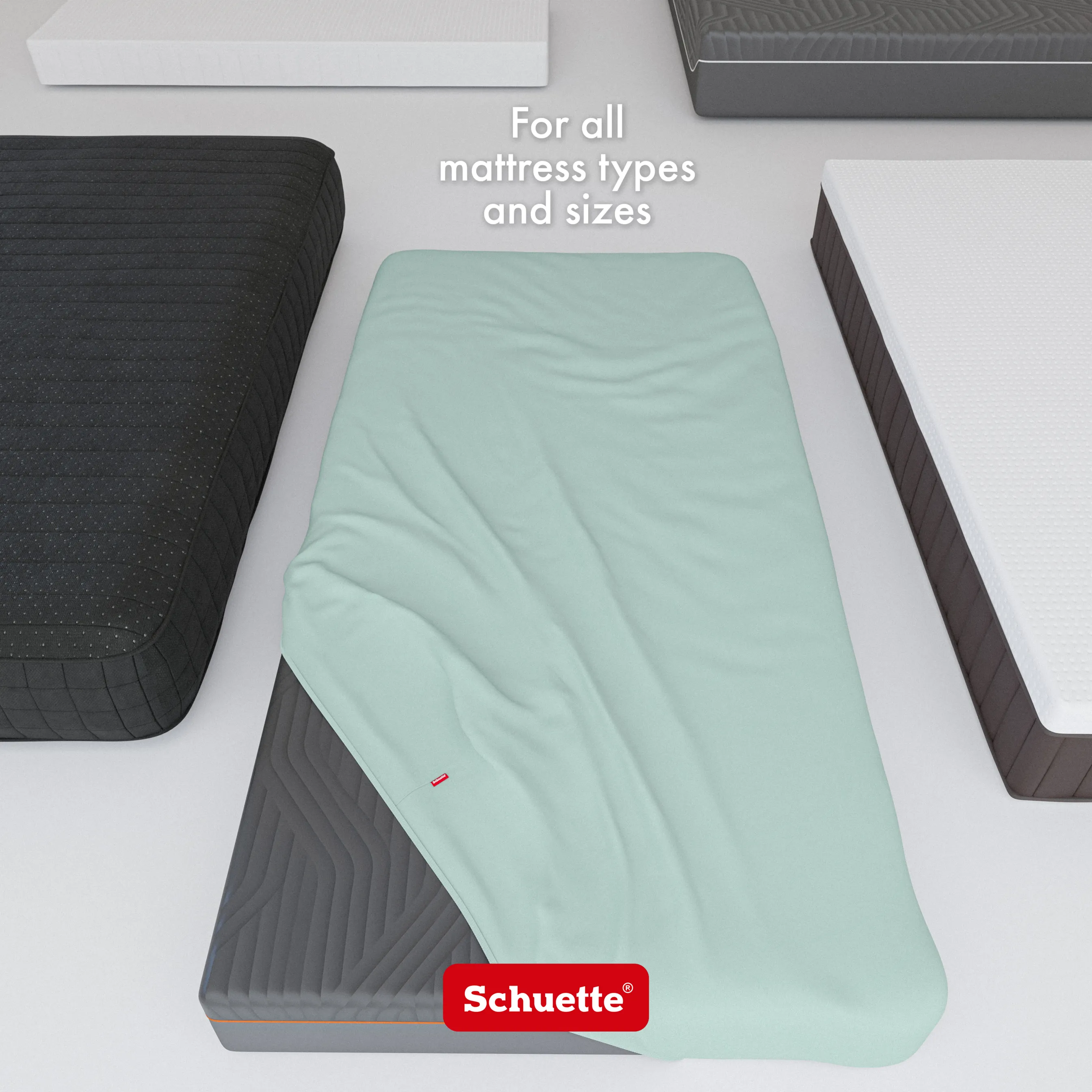 Schuette® Spannbettlaken • 180 x 200 • Wow! Kollektion: Icy Tiff (Pastelltürkis) • 100% Superfluff Baumwolle, Blickdicht, Faltenfrei • mit Rundumgummi • Matratzenhöhe bis 20 cm