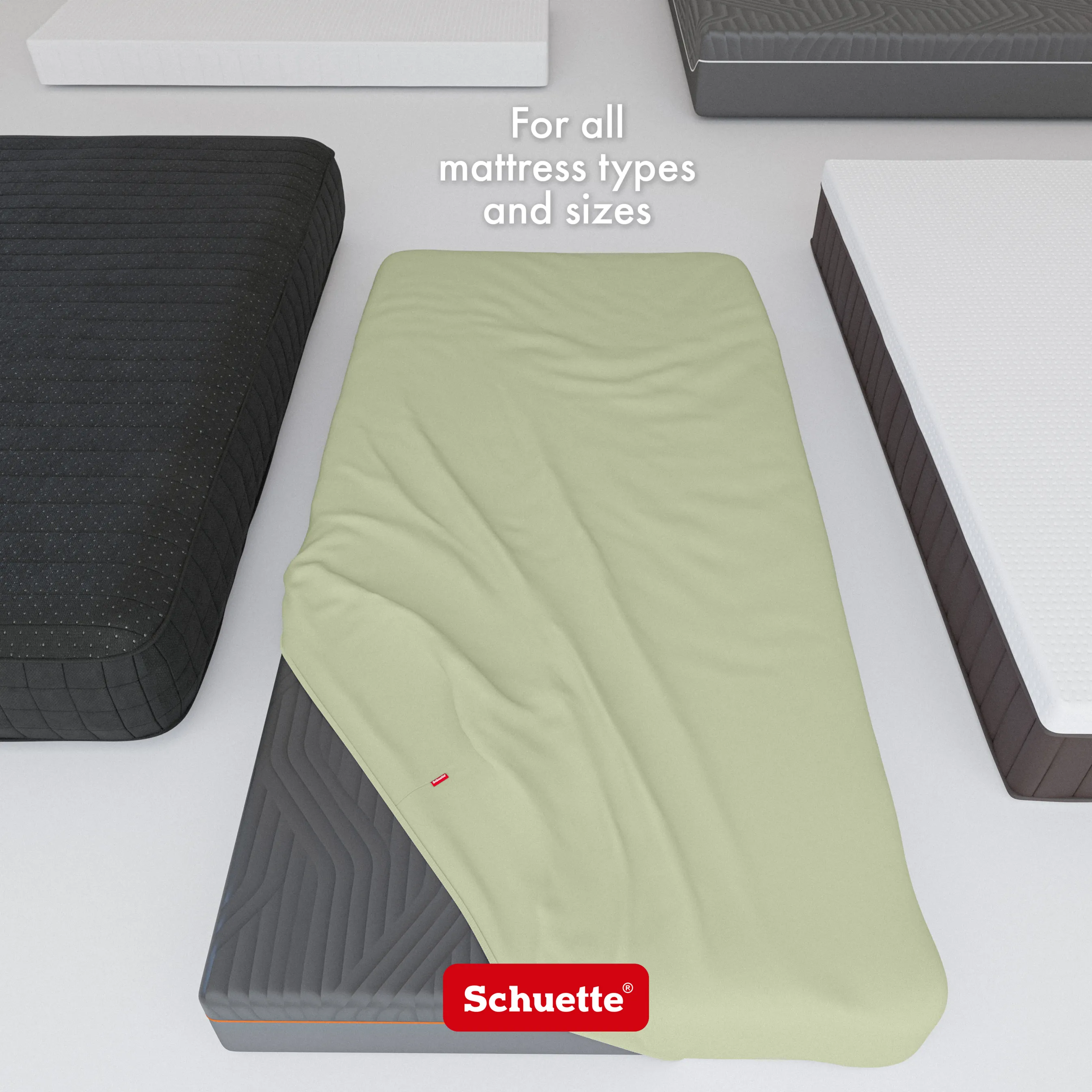 Schuette® Spannbettlaken • 120 x 200 • Wow! Kollektion: Pistachio Scoop (Pastellgrün) • 100% Superfluff Baumwolle, Blickdicht, Faltenfrei • mit Rundumgummi • Matratzenhöhe bis 20 cm