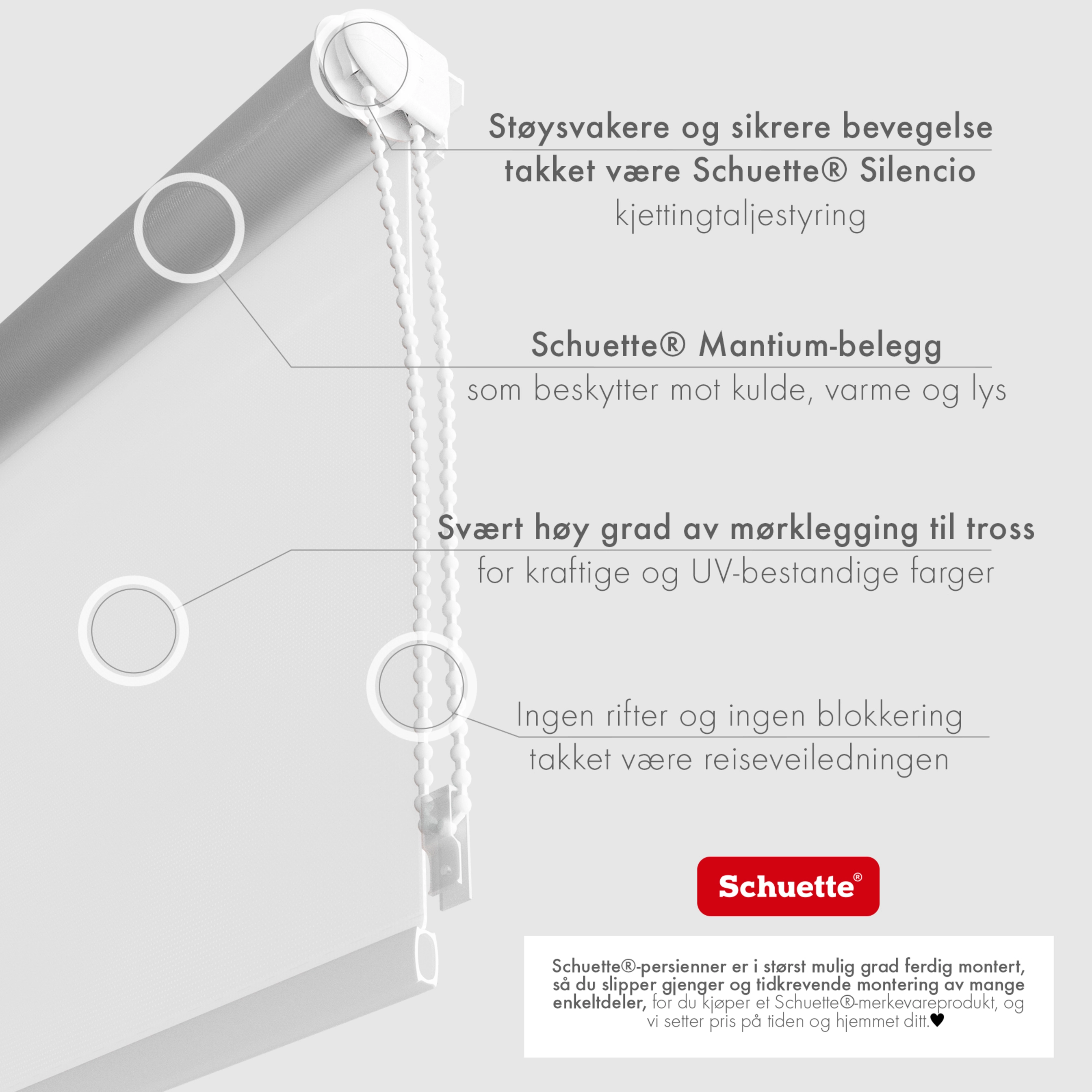 Schuette® Verdunkelungsrollo ohne Bohren & mit Bohren 2in1 nach Maß ● Kollektion Thermo Blackout: Snowflake (Weiß) ● Profilfarbe: Braun