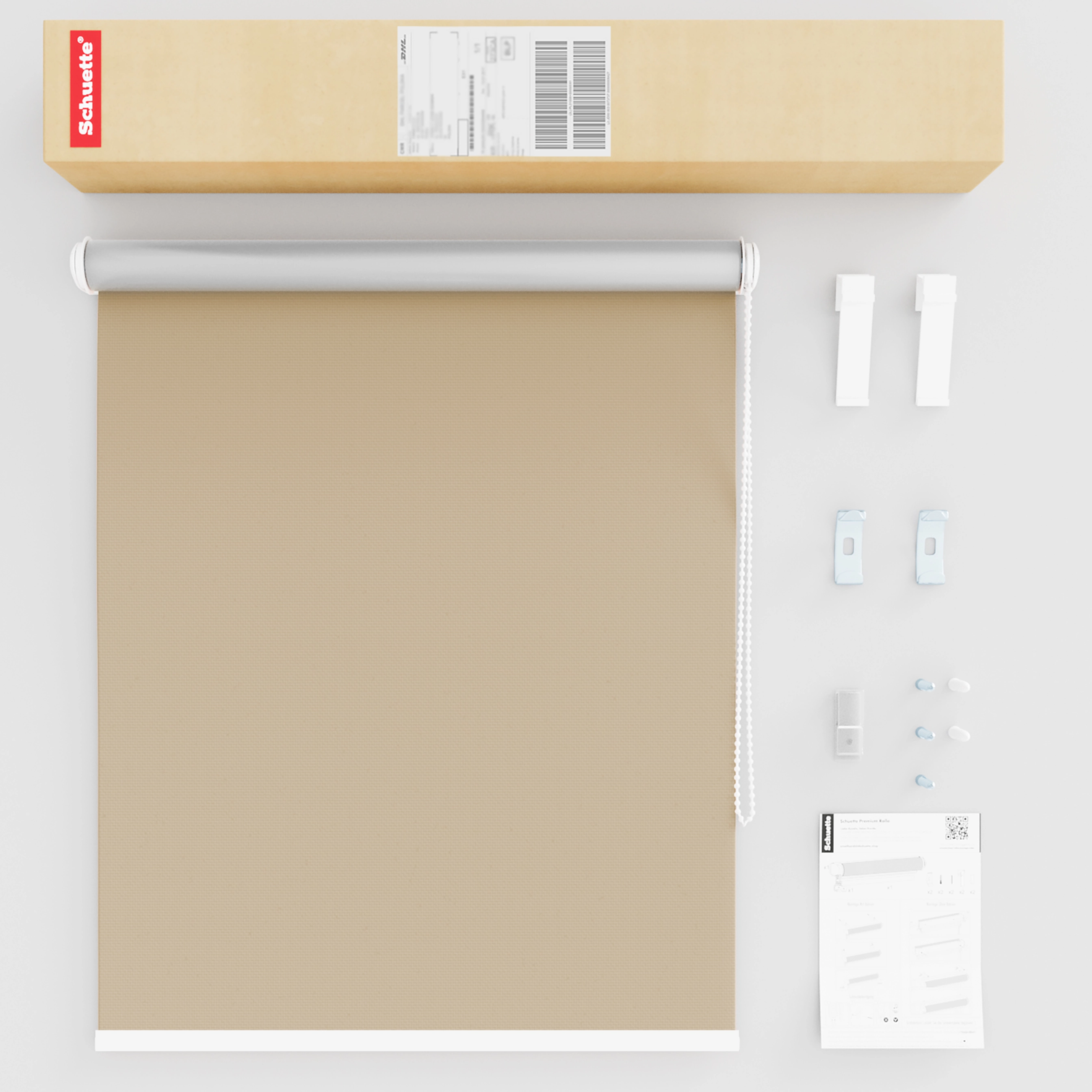 Schuette® Verdunkelungsrollo ohne Bohren & mit Bohren 2in1 nach Maß ● Kollektion Thermo Blackout: Biscotto (Beige) ● Profilfarbe: Weiß