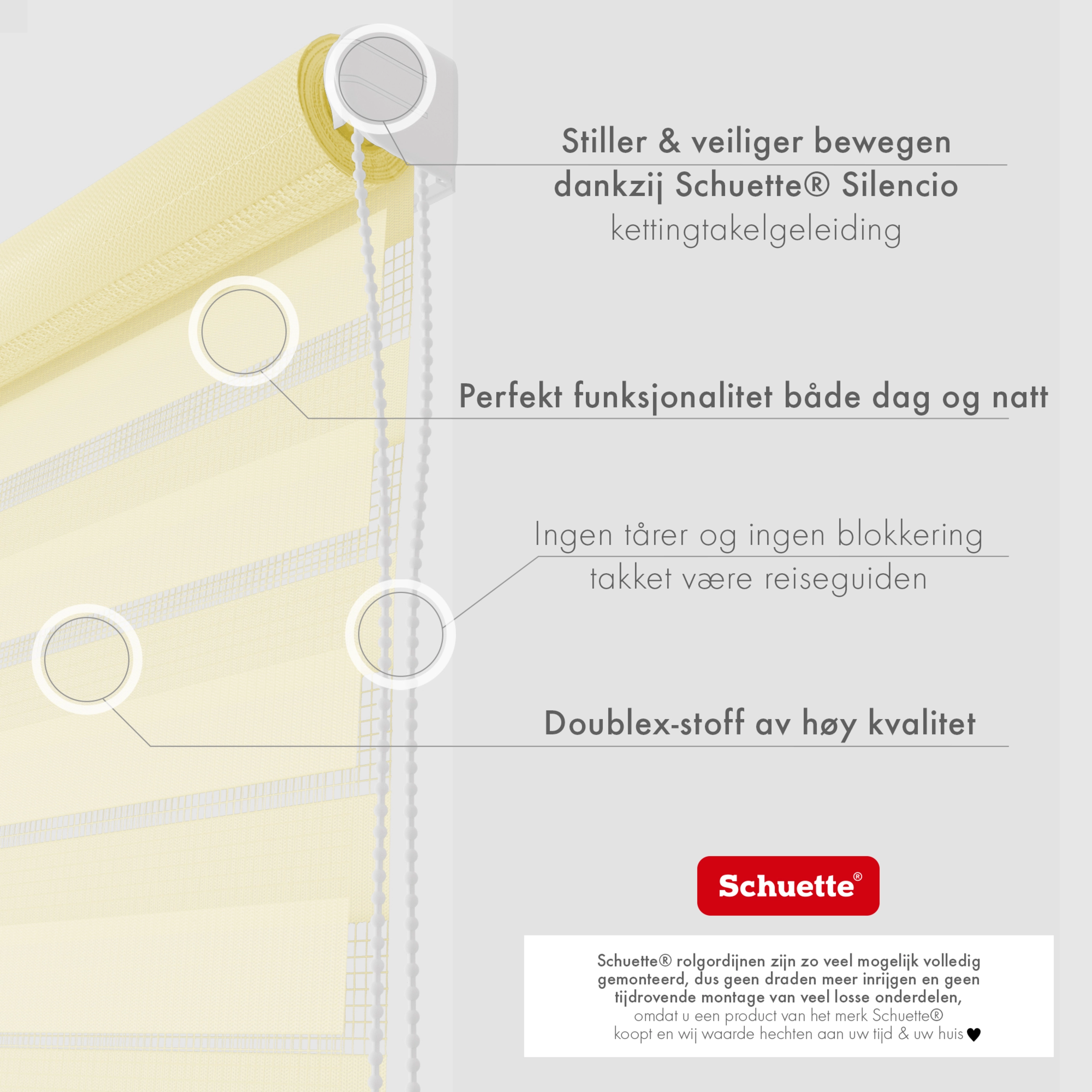 Schuette® Tag und Nacht Rollo ohne Bohren & mit Bohren 2in1 nach Maß • Doppelrollo Kollektion: Light Apricot (Beige) • Profilfarbe: Schwarz