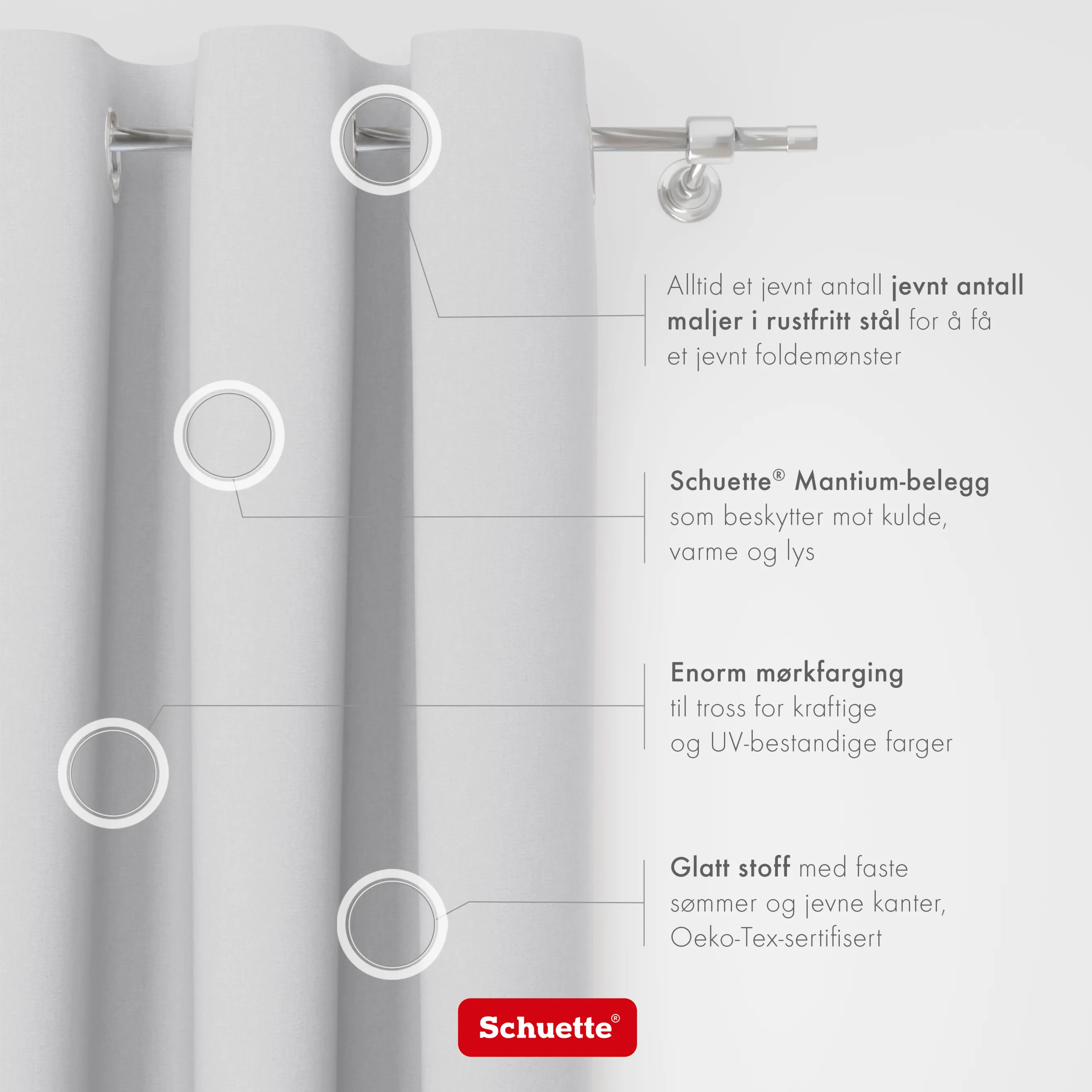 Schuette® Verdunkelungs-Vorhang Gardine mit Ösen nach Maß ● Century Black Kollektion: Misty White (Weiß-Grau) ● 1 Stück ● Knitterfrei Pflegeleicht Thermo Blickdicht & stark Abdunkelnd