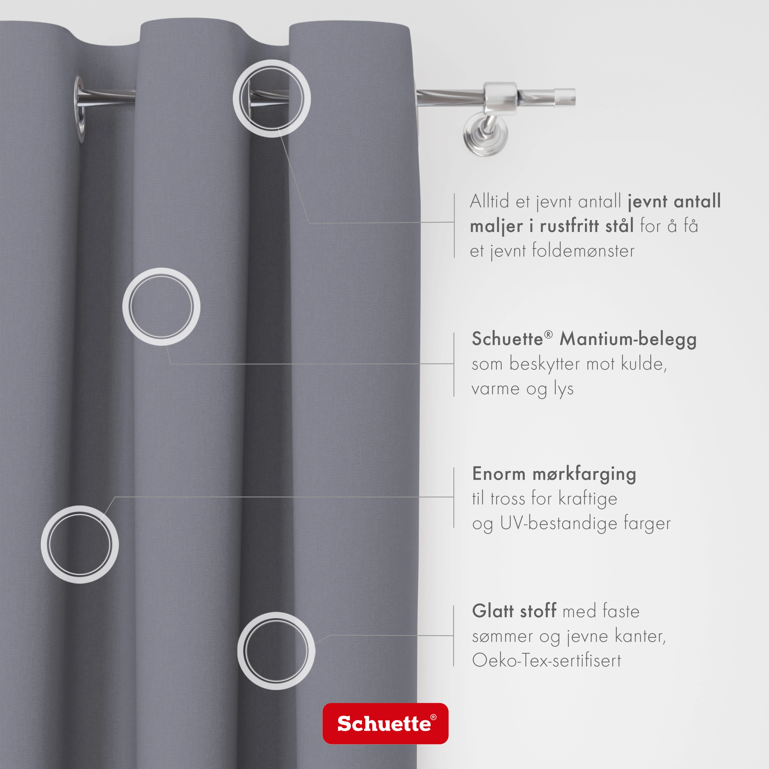 Schuette® Verdunkelungs-Vorhang Gardine mit Ösen nach Maß ● Century Black Kollektion: Misty Harbor (Grau) ● 1 Stück ● Knitterfrei Pflegeleicht Thermo Blickdicht & stark Abdunkelnd