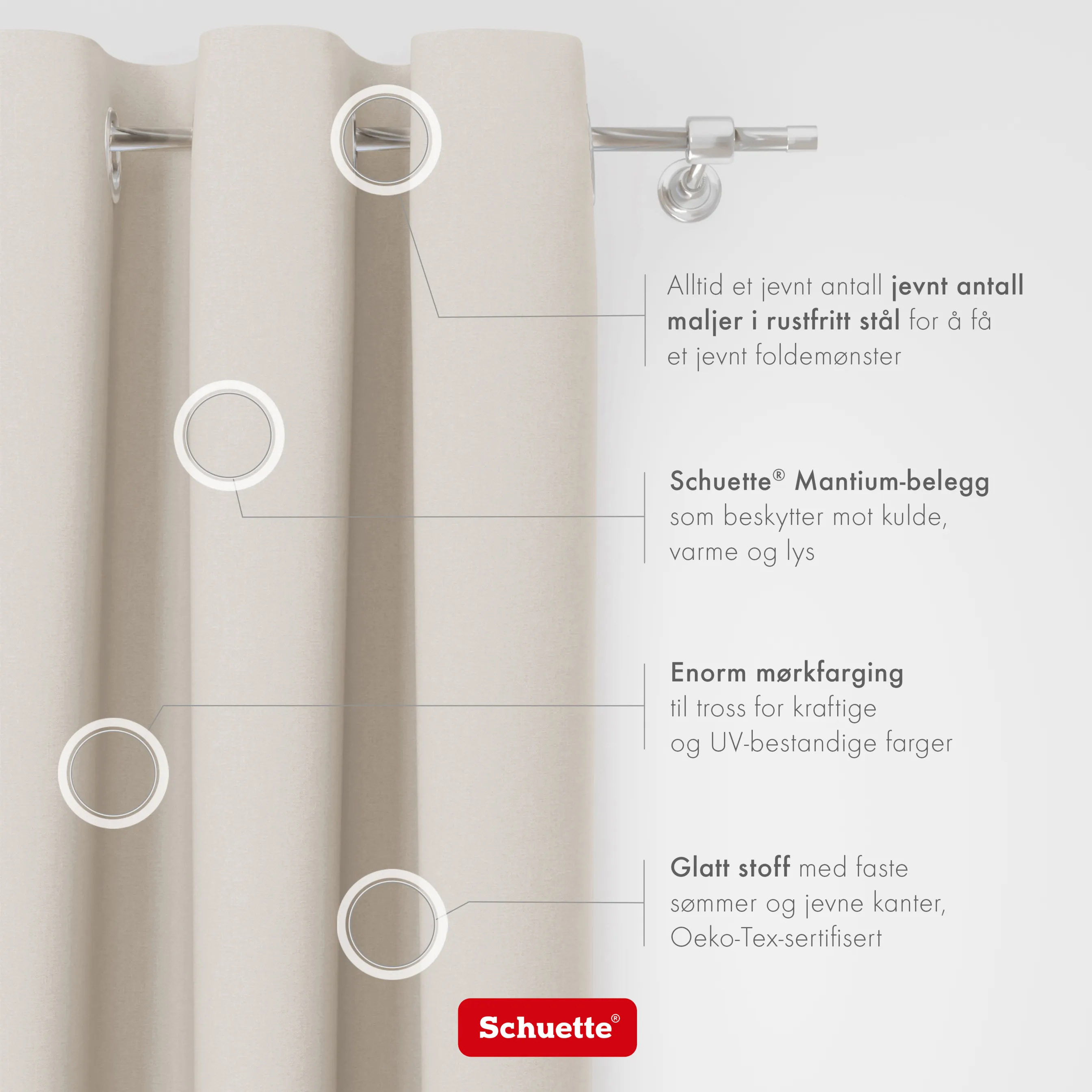 Schuette® Verdunkelungs-Vorhang Gardine mit Ösen nach Maß ● Century Black Kollektion: Almont Milk (Beige) ● 1 Stück ● Knitterfrei Pflegeleicht Thermo Blickdicht & stark Abdunkelnd