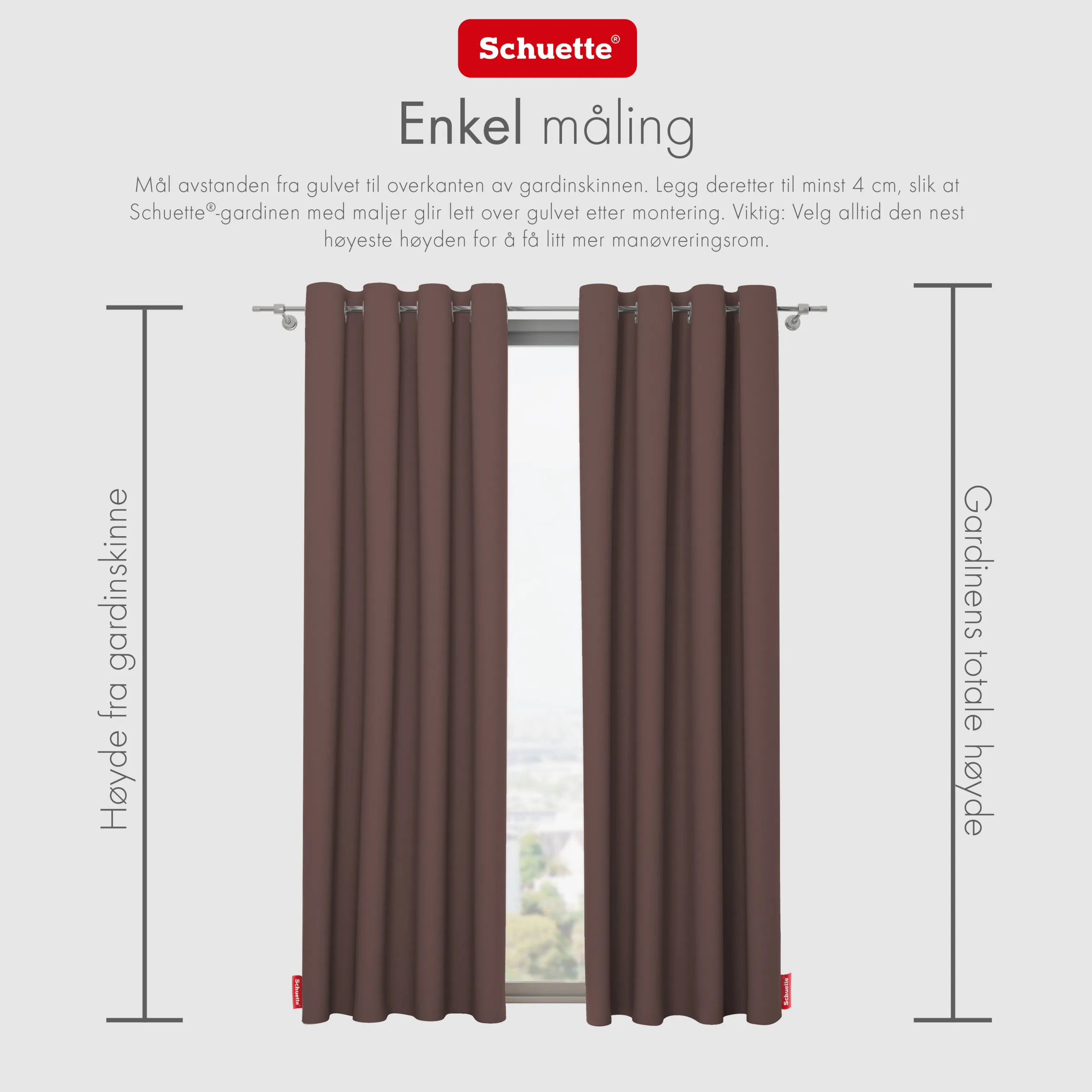 Schuette® Verdunkelungs-Vorhang Gardine mit Tunnelband nach Maß ● Century Black Kollektion: Deep Walnut (Braun) ● 1 Stück ● Knitterfrei Pflegeleicht Thermo Blickdicht & stark Abdunkelnd