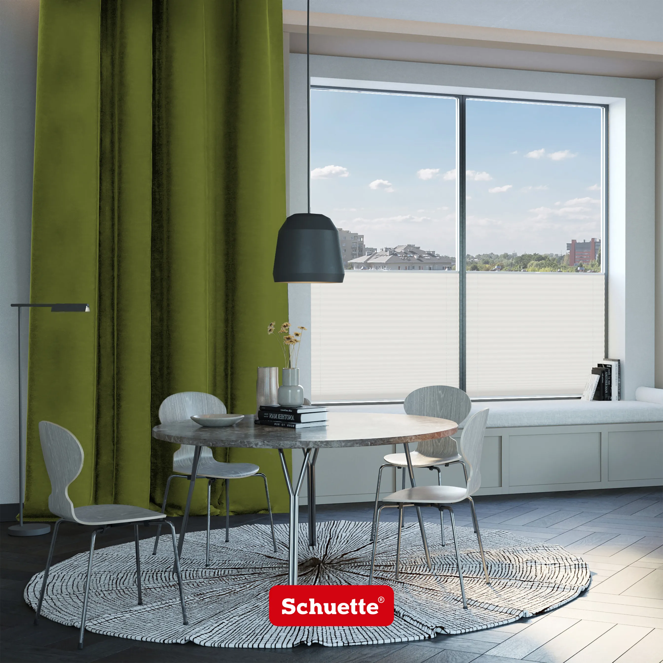 Schuette® Verdunkelungs-Vorhang Gardine mit Tunnelband nach Maß ● Millenium Velvet Kollektion: Olives Garden (Grün) ● 1 Stück ● Knitterfrei Pflegeleicht Thermo Blickdicht & stark Abdunkelnd