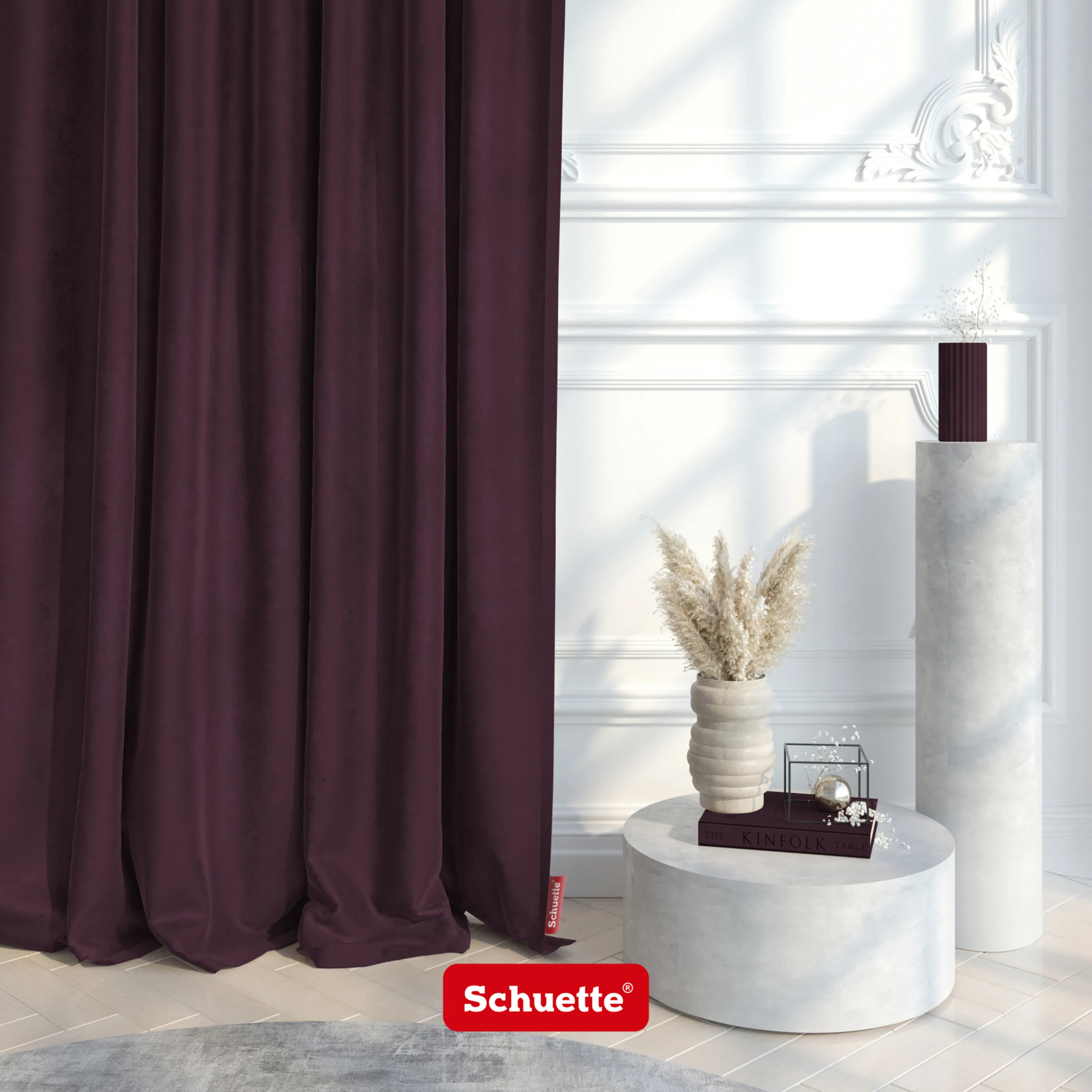 Schuette® Verdunkelungs-Vorhang Gardine mit Tunnelband nach Maß ● Millenium Velvet Kollektion: Plum (Purple) ● 1 Stück ● Knitterfrei Pflegeleicht Thermo Blickdicht & stark Abdunkelnd