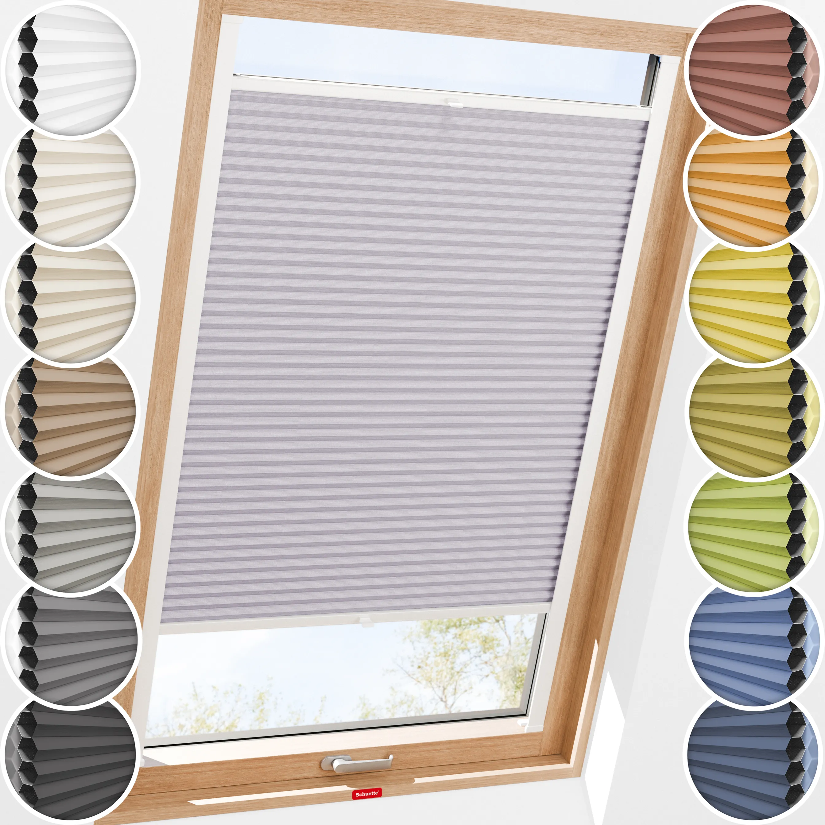 Schuette® Dachfenster Wabenplissee nach Maß • Honey Kollektion: Sakura Sky (Pastelllila) • Profilfarbe: Weiß