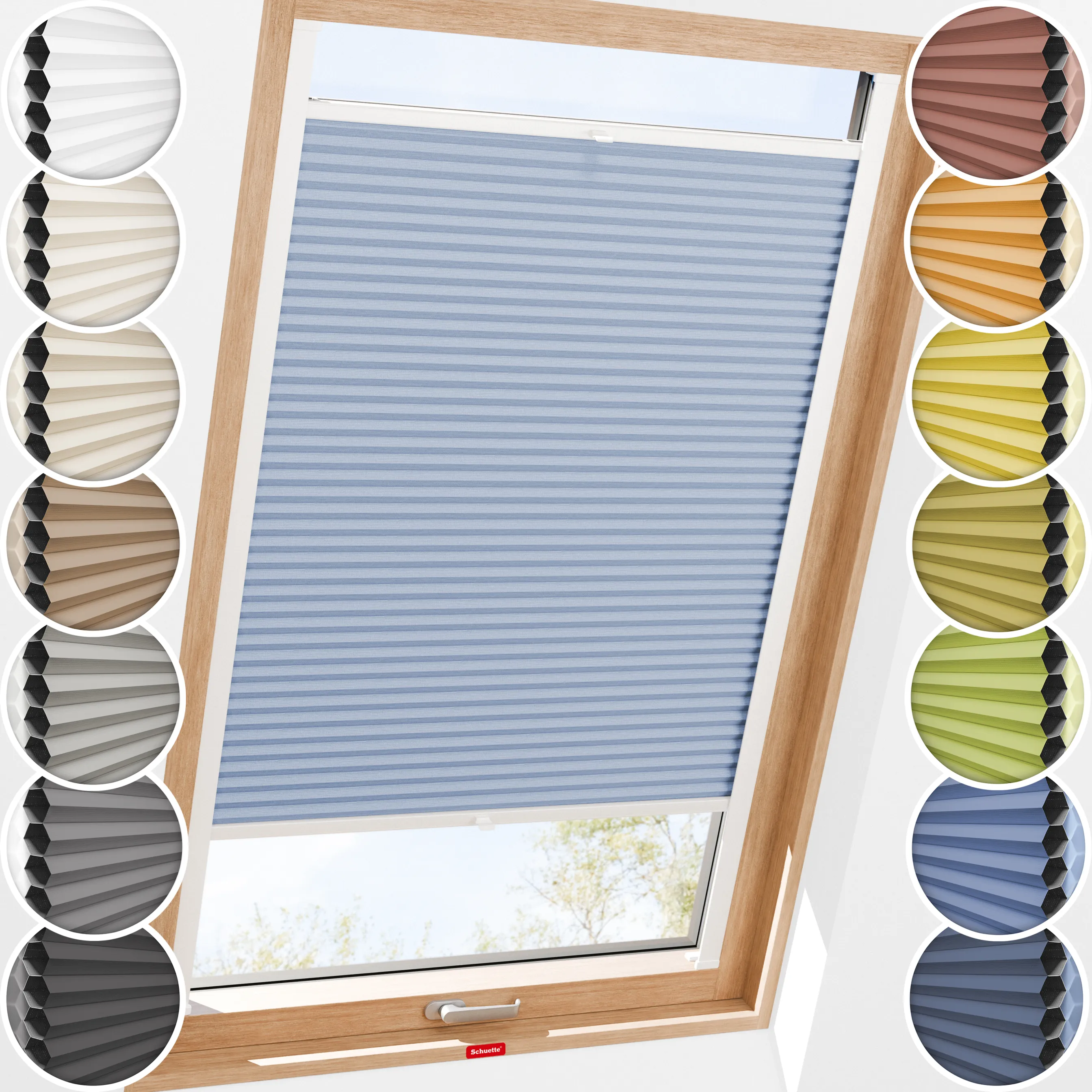 Schuette® Dachfenster Wabenplissee nach Maß • Honey Kollektion: Ocean Drive (Hellblau) • Profilfarbe: Weiß