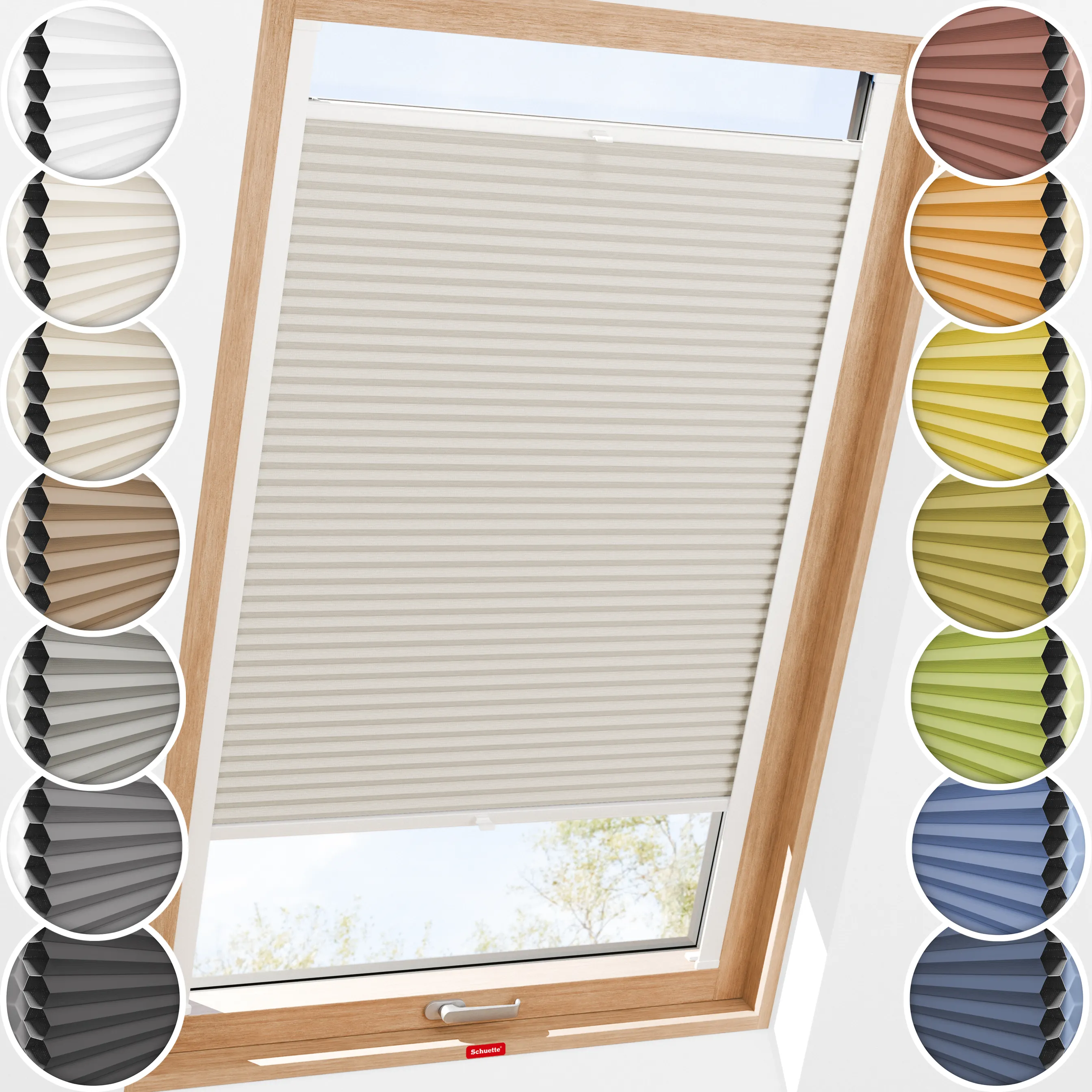 Schuette® Dachfenster Wabenplissee nach Maß • Honey Kollektion: Belgian Waffle (Creme) • Profilfarbe: Silber