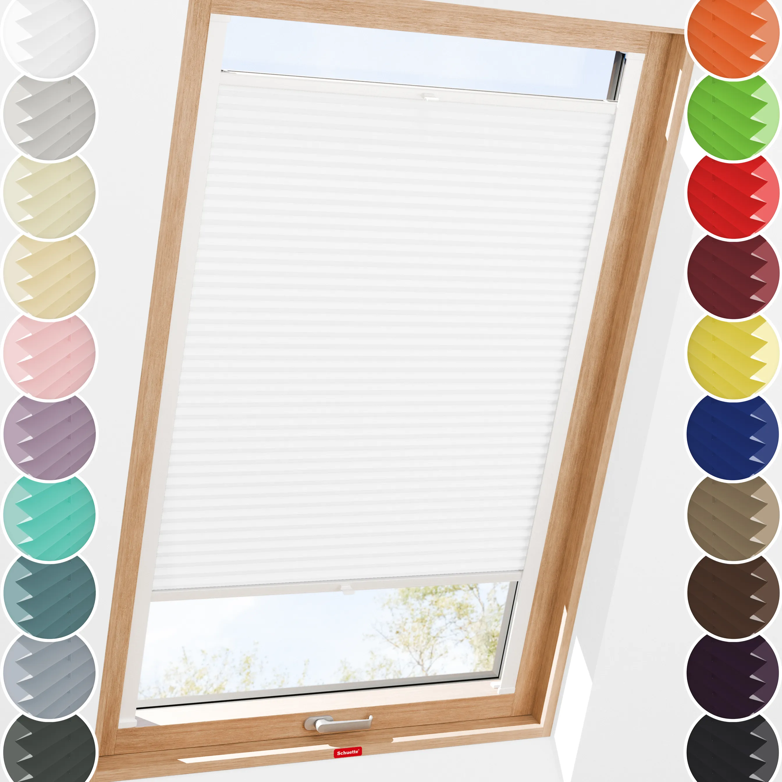 Schuette® Dachfenster Plissee nach Maß • Thermo Kollektion: White Day (Weiß) • Profilfarbe: Weiß