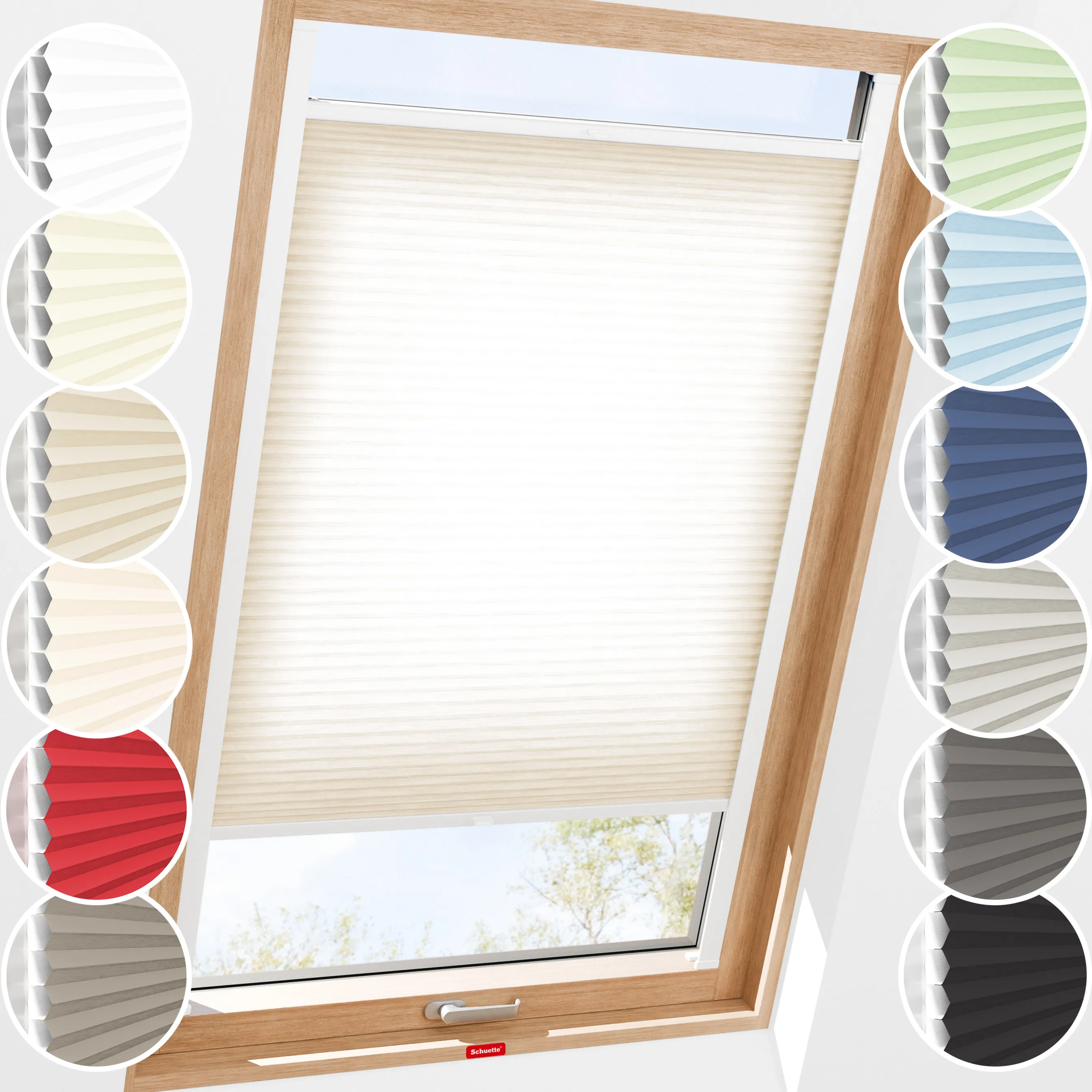 Schuette® Dachfenster Wabenplissee nach Maß • Thermo x Honey Kollektion: Tahini cream (Creme) • Profilfarbe: Anthrazit
