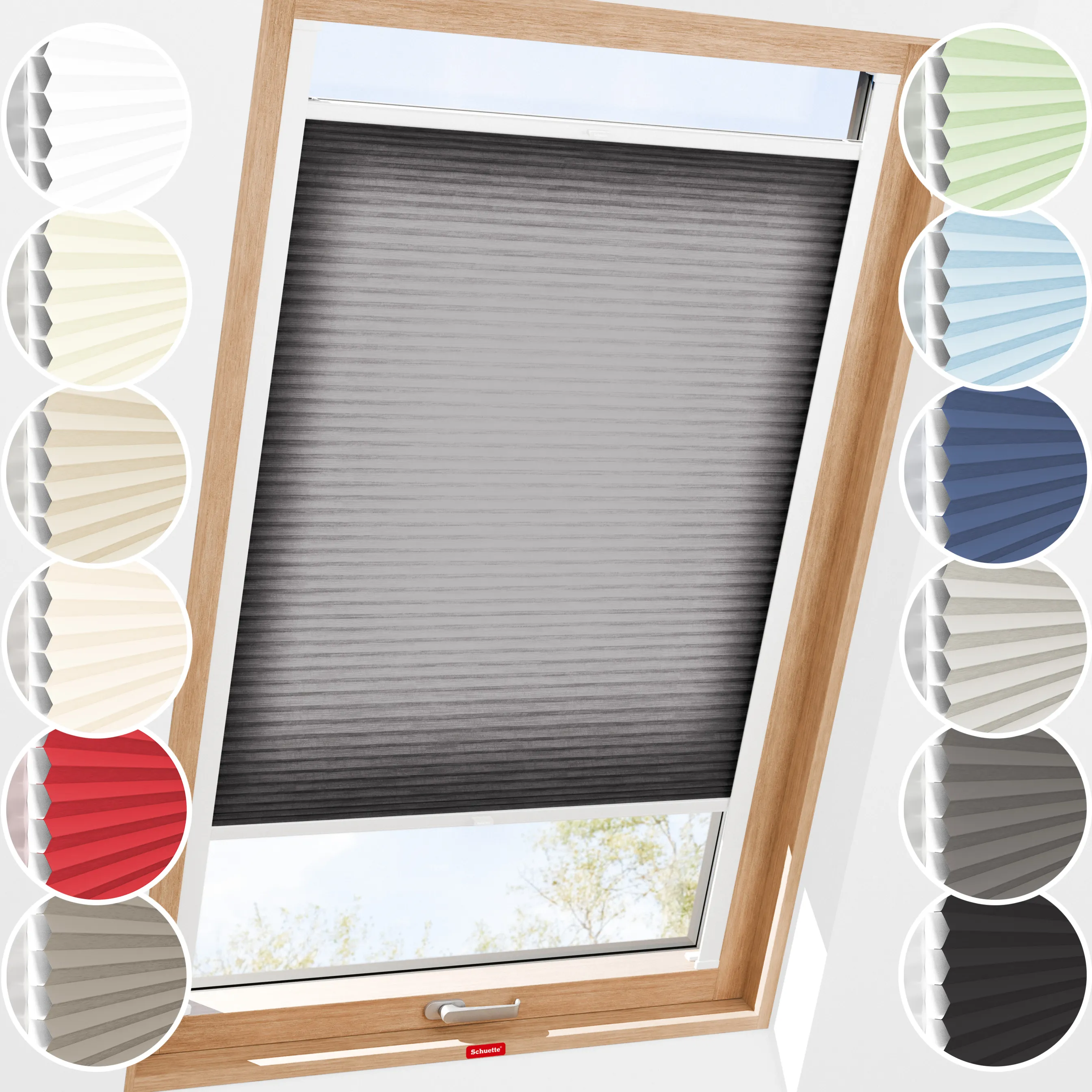 Schuette® Dachfenster Wabenplissee nach Maß • Thermo x Honey Kollektion: Midnight Snack (Schwarz) • Profilfarbe: Silber