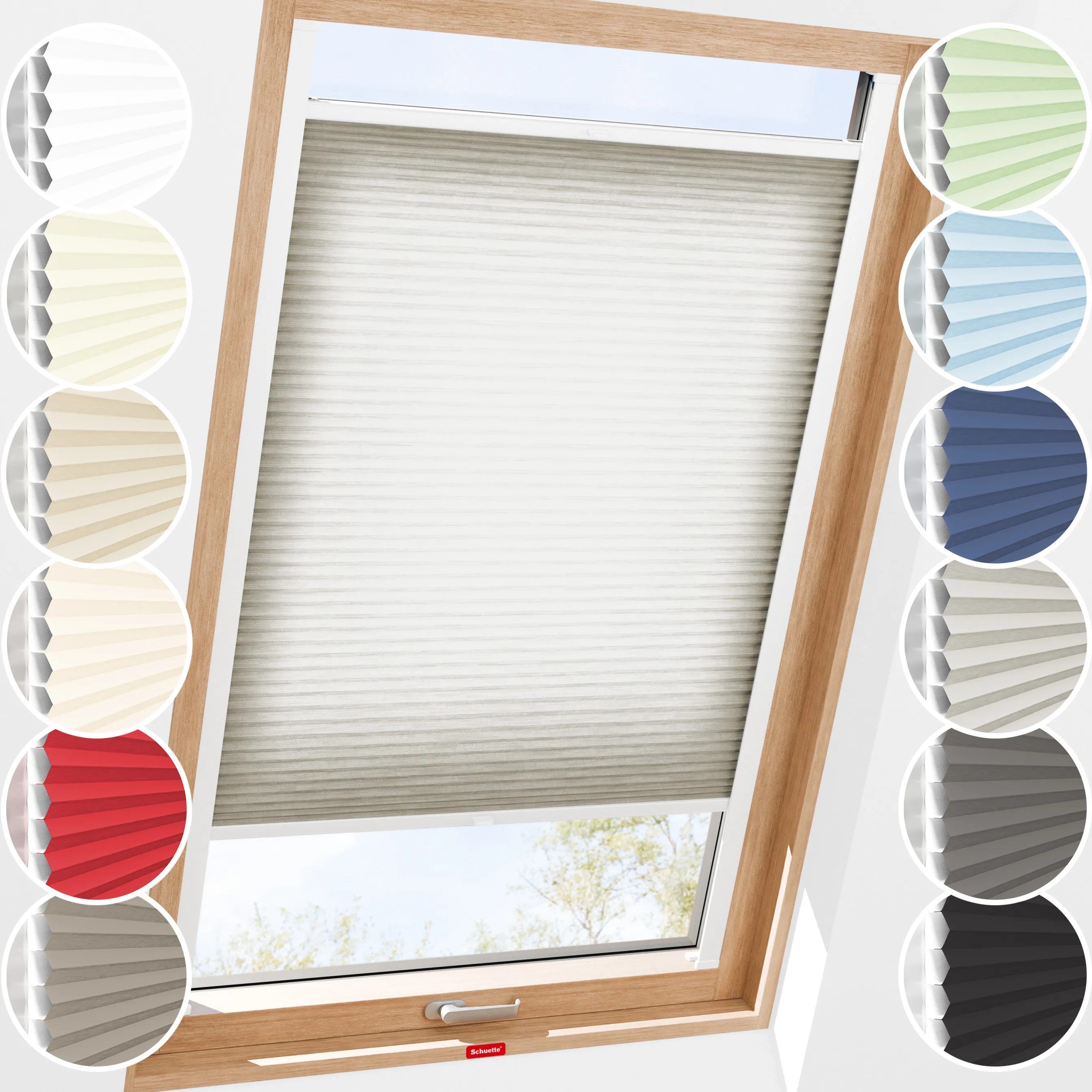 Schuette® Dachfenster Wabenplissee nach Maß • Thermo x Honey Kollektion: Chia Later! (Grau) • Profilfarbe: Weiß