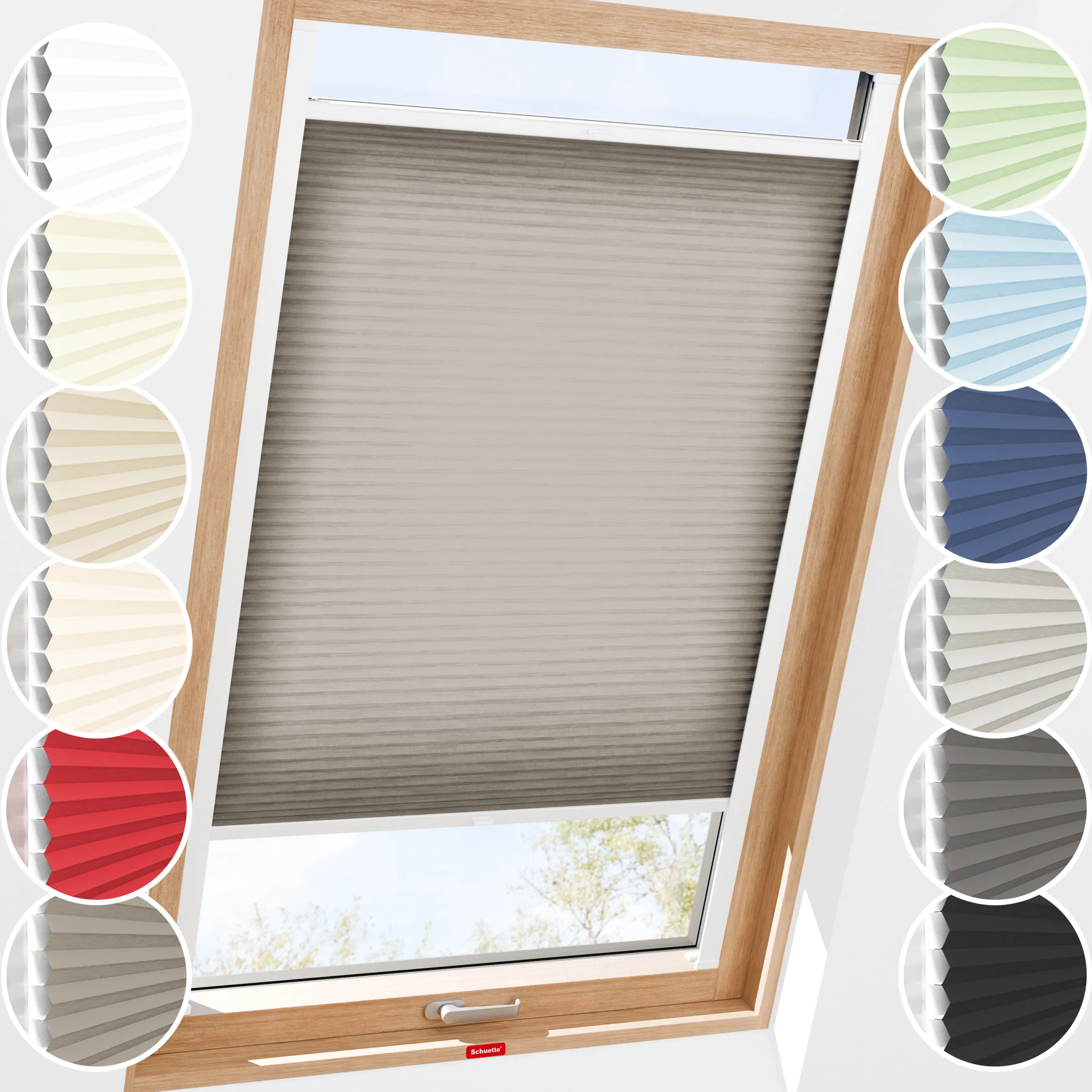 Schuette® Dachfenster Wabenplissee nach Maß • Thermo x Honey Kollektion: Truffle Dust (Taupe) • Profilfarbe: Braun
