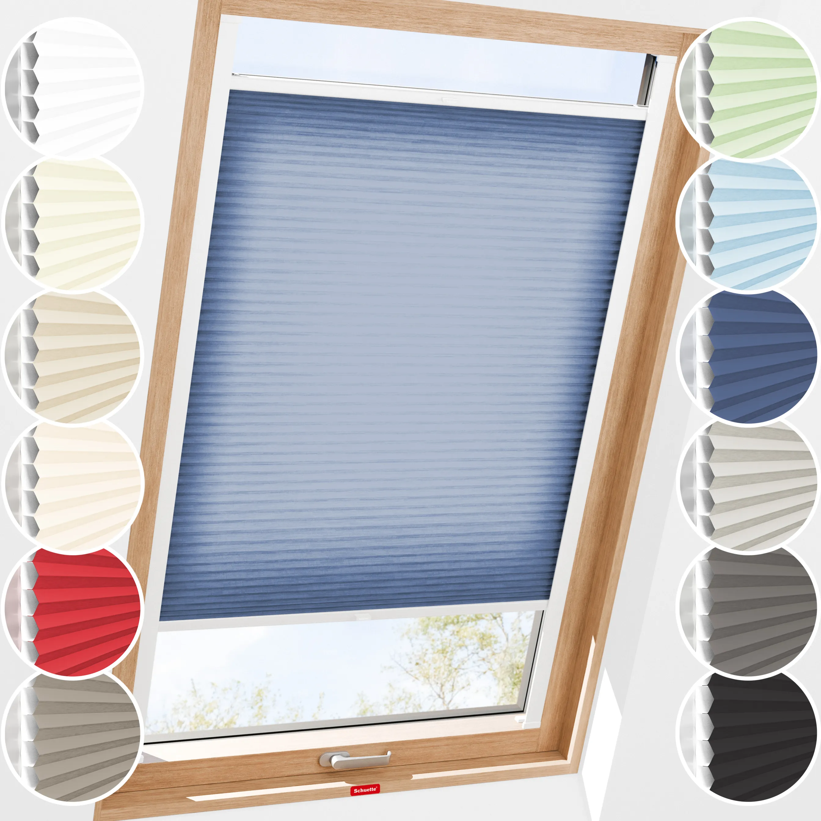 Schuette® Dachfenster Wabenplissee nach Maß • Thermo x Honey Kollektion: Blue Velvet (Blau) • Profilfarbe: Anthrazit
