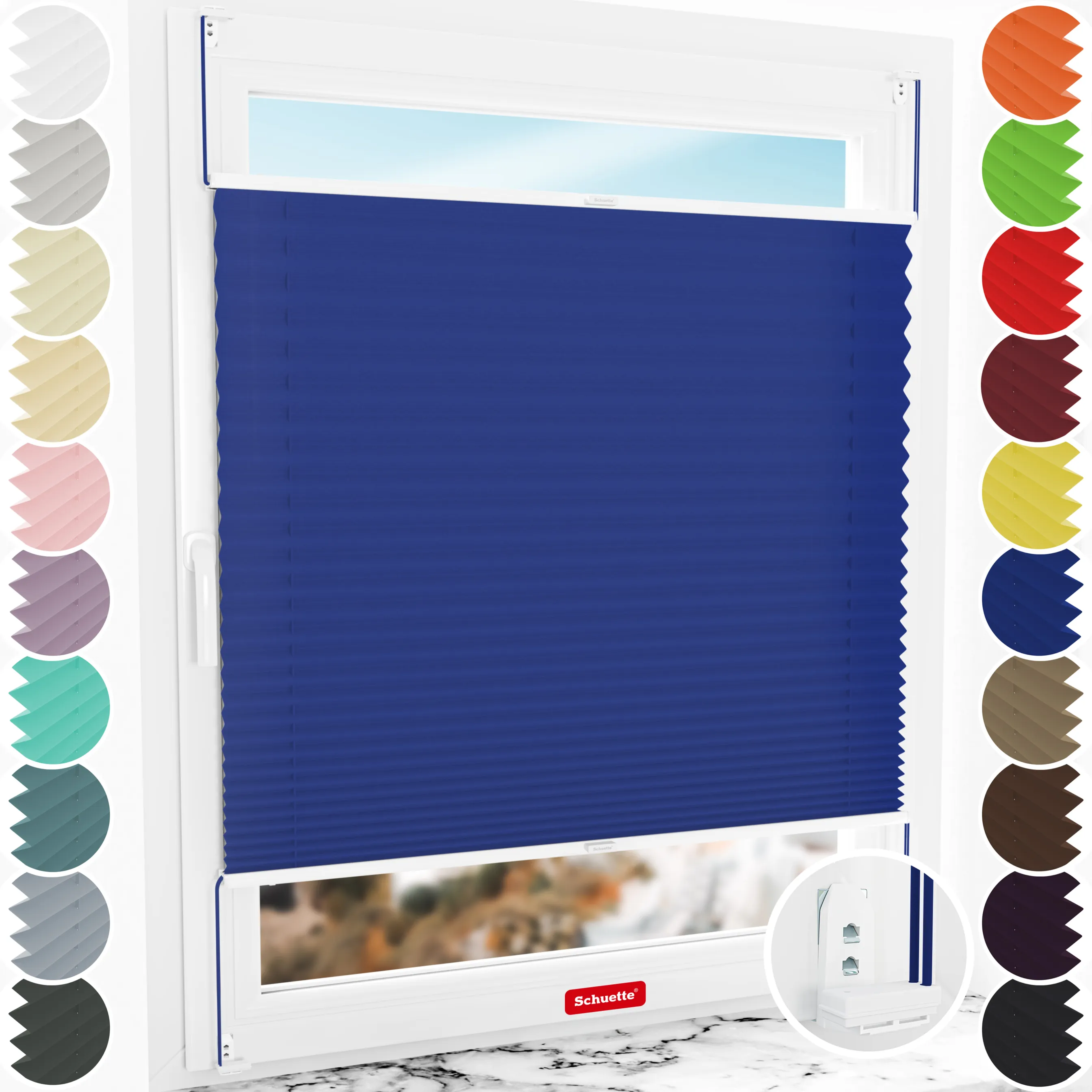 Schuette® Plissee mit Bohren nach Maß • Suprafix "Double 2in1" Schraub- & Klemmhalter • Thermo Kollektion: Gray-zy in Love (Pastellgrau) • Profilfarbe: Weiß