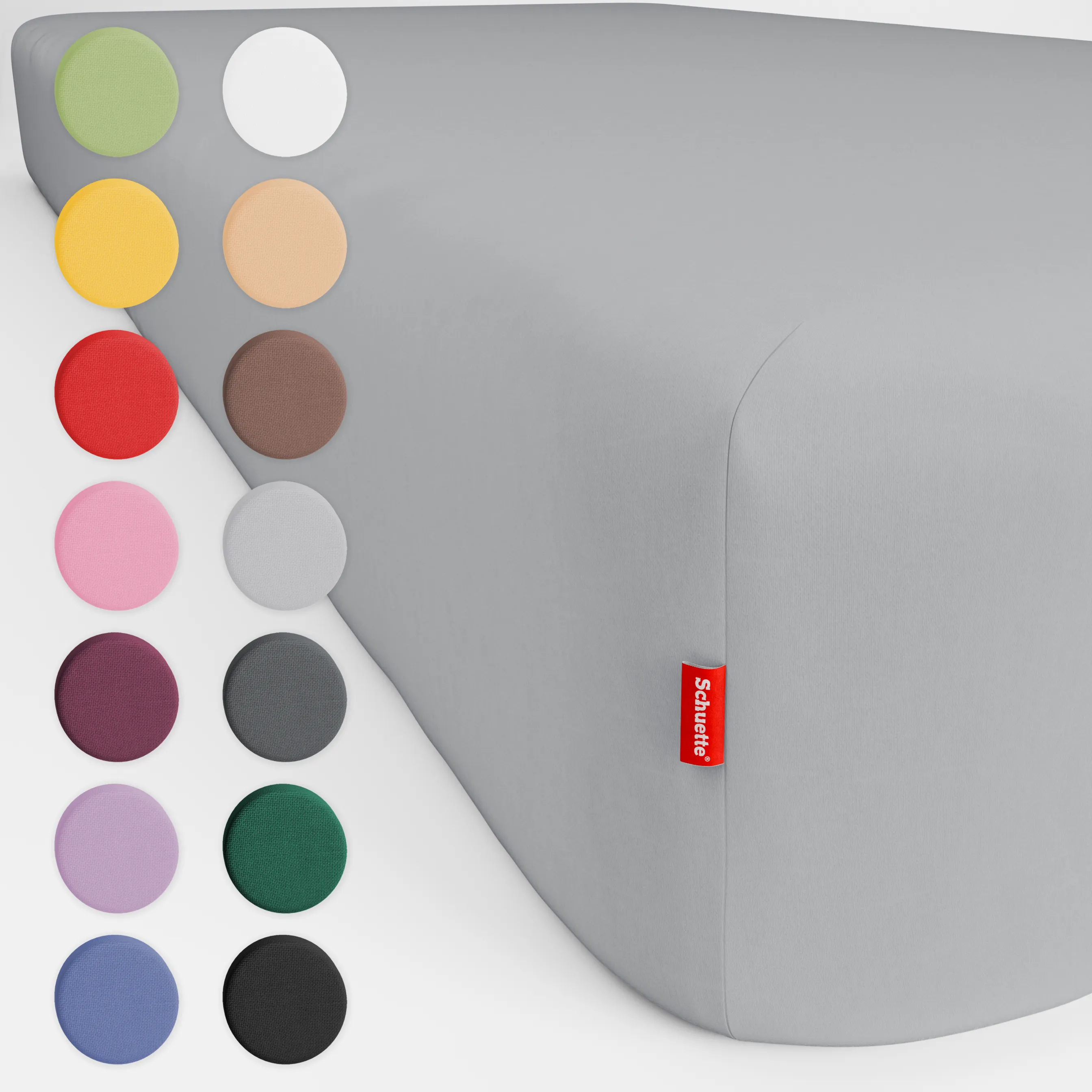 Schuette® Topper Spannbettlaken • 140 x 200 • Wow! Kollektion: Graceful Grayce (Hellgrau) • 100% Superfluff Baumwolle, Blickdicht, Faltenfrei • mit Rundumgummi • Matratzenhöhe bis 10 cm