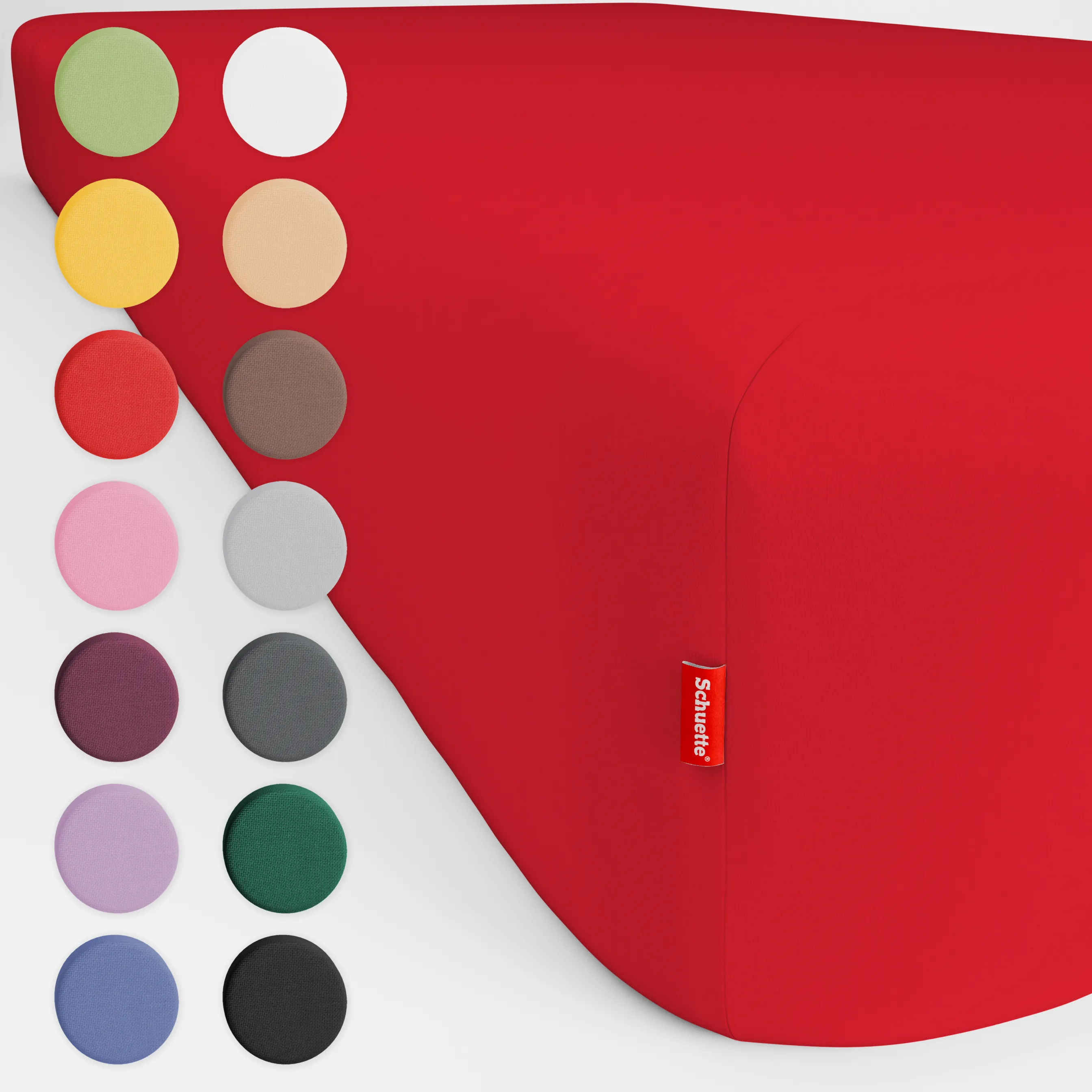 Schuette® Spannbettlaken • 140 x 200 • Wow! Kollektion: Redy or not? (Rot) • 100% Superfluff Baumwolle, Blickdicht, Faltenfrei • mit Rundumgummi • Matratzenhöhe bis 35 cm