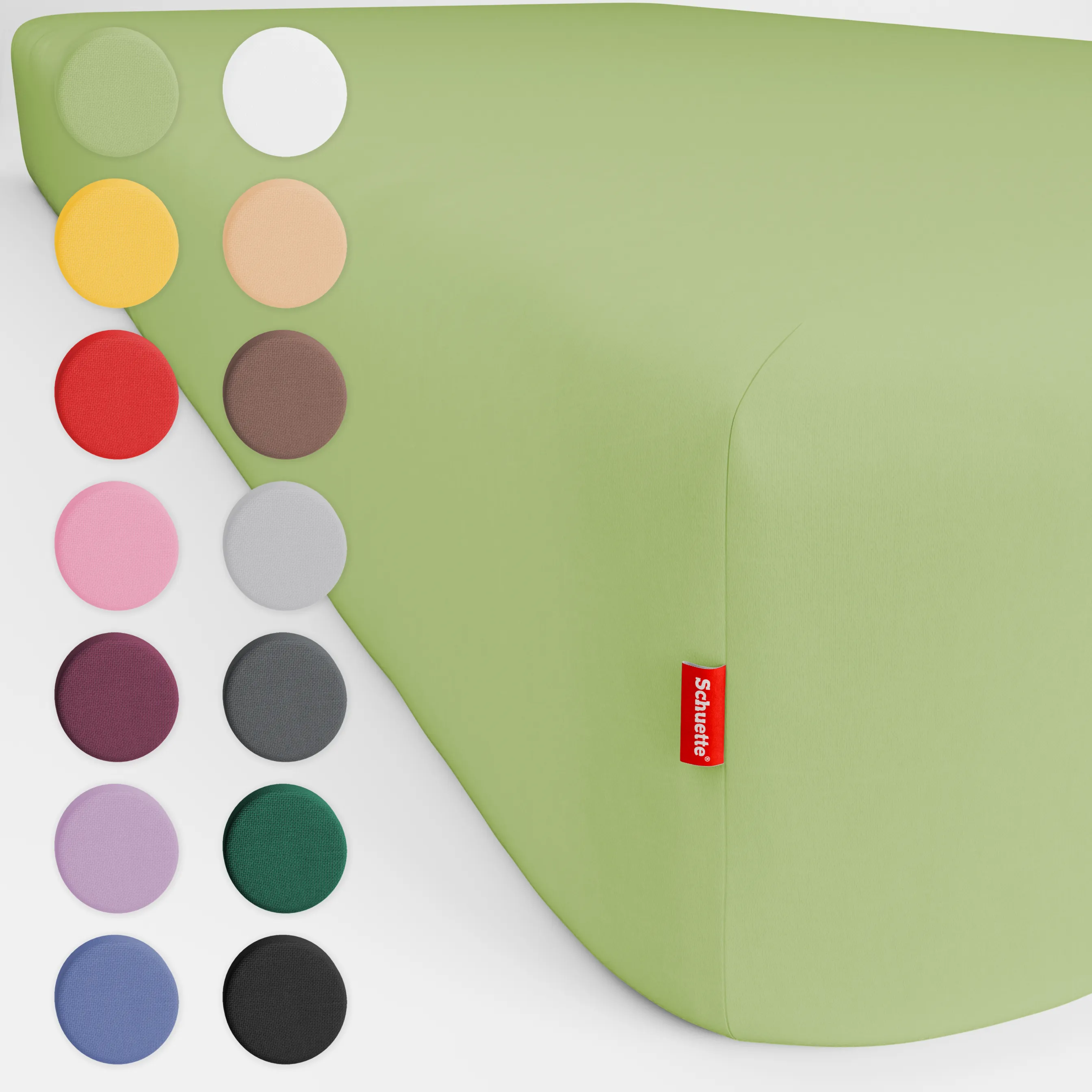 Schuette® Spannbettlaken • 90 x 200 • Wow! Kollektion: Lime Time (Hellgrün) • 100% Superfluff Baumwolle, Blickdicht, Faltenfrei • mit Rundumgummi • Matratzenhöhe bis 30 cm