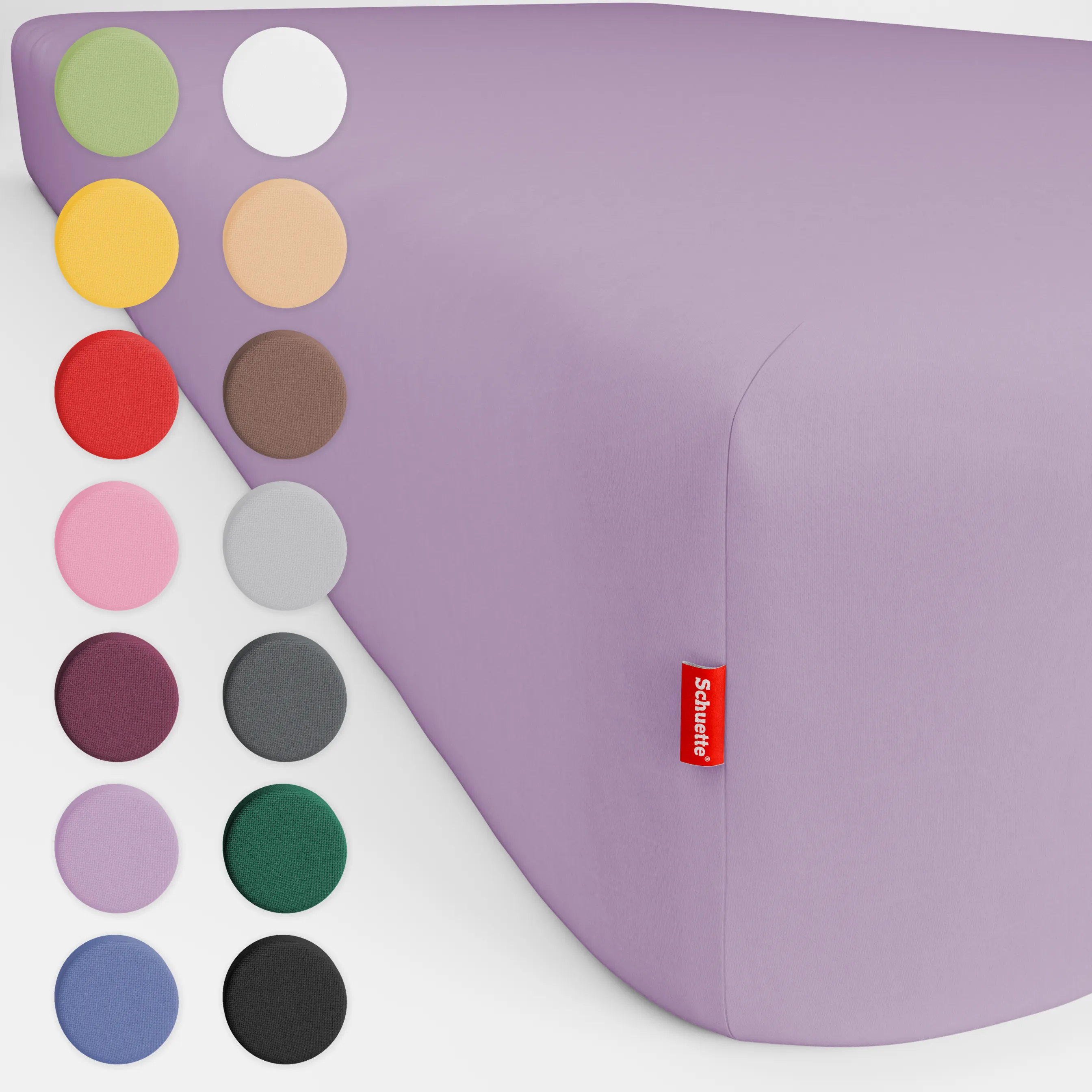 Schuette® Spannbettlaken • 200 x 200 • Wow! Kollektion: Violette (Hellviolett) • 100% Superfluff Baumwolle, Blickdicht, Faltenfrei • mit Rundumgummi • Matratzenhöhe bis 40 cm