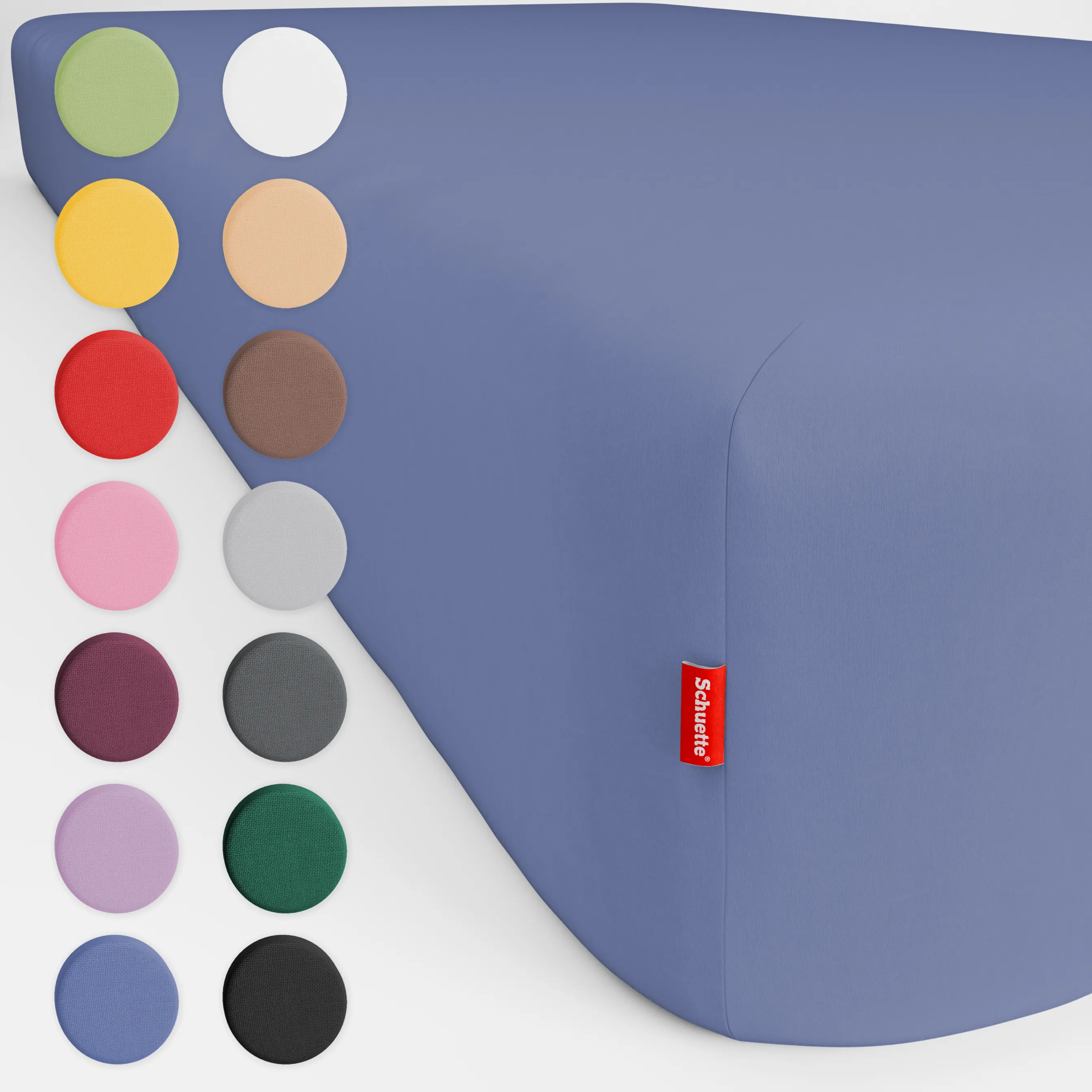 Schuette® Spannbettlaken • 200 x 220 • Wow! Kollektion: Tru Blu (Dunkelblau) • 100% Superfluff Baumwolle, Blickdicht, Faltenfrei • mit Rundumgummi • Matratzenhöhe bis 25 cm