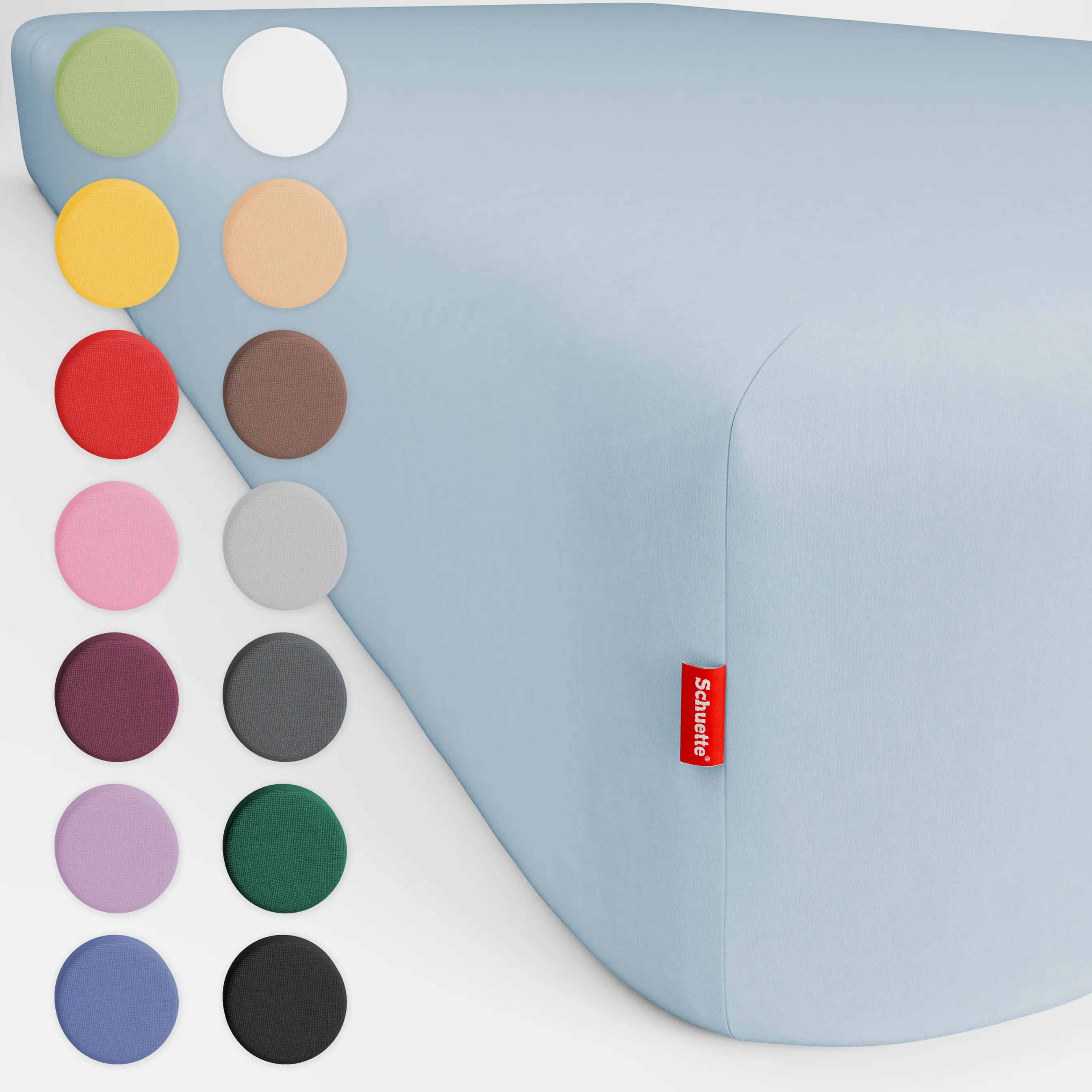 Schuette® Topper Spannbettlaken • 180 x 200 • Wow! Kollektion: Blue It Away (Pastellblau) • 100% Superfluff Baumwolle, Blickdicht, Faltenfrei • mit Rundumgummi • Matratzenhöhe bis 15 cm