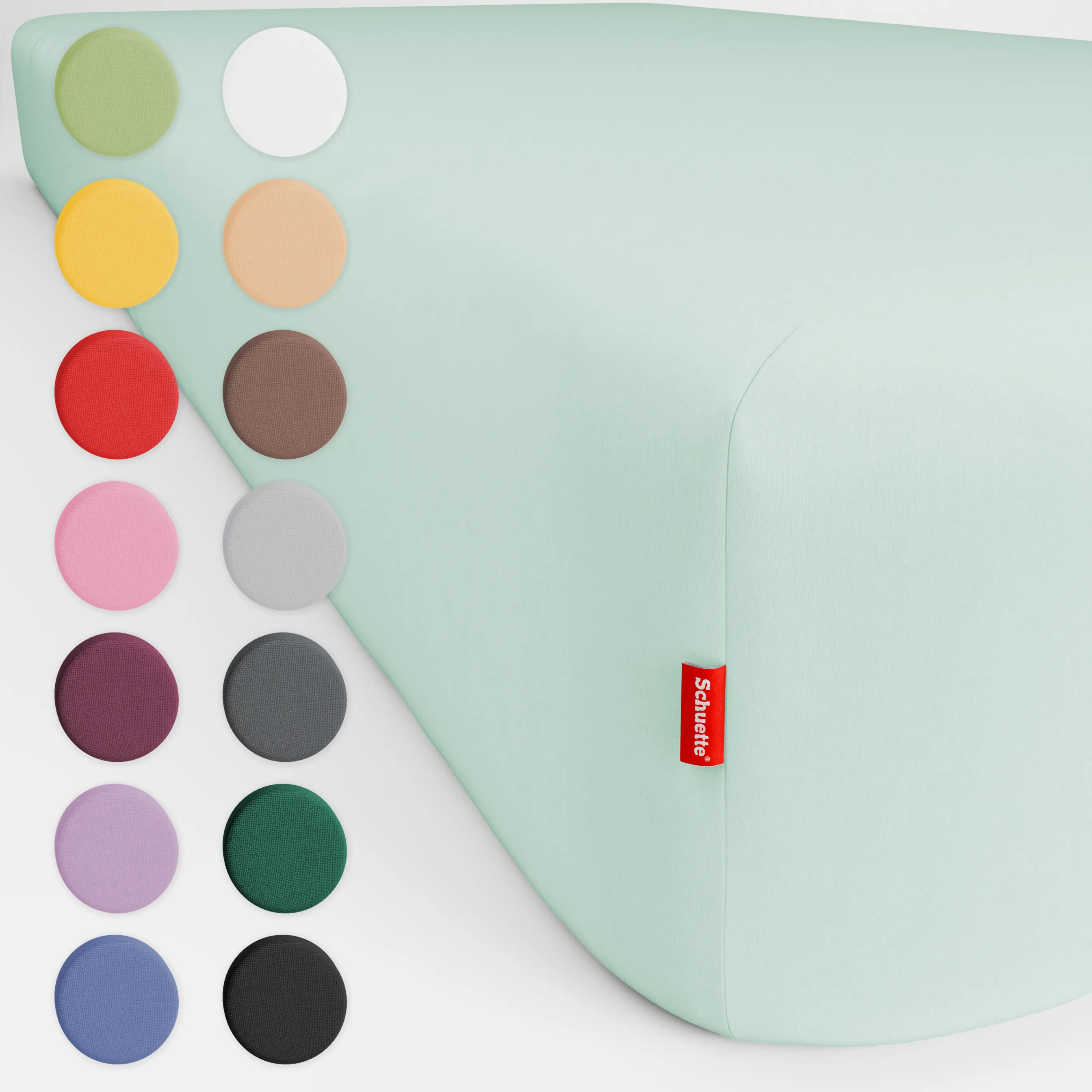 Schuette® Spannbettlaken • 180 x 200 • Wow! Kollektion: Icy Tiff (Pastelltürkis) • 100% Superfluff Baumwolle, Blickdicht, Faltenfrei • mit Rundumgummi • Matratzenhöhe bis 20 cm