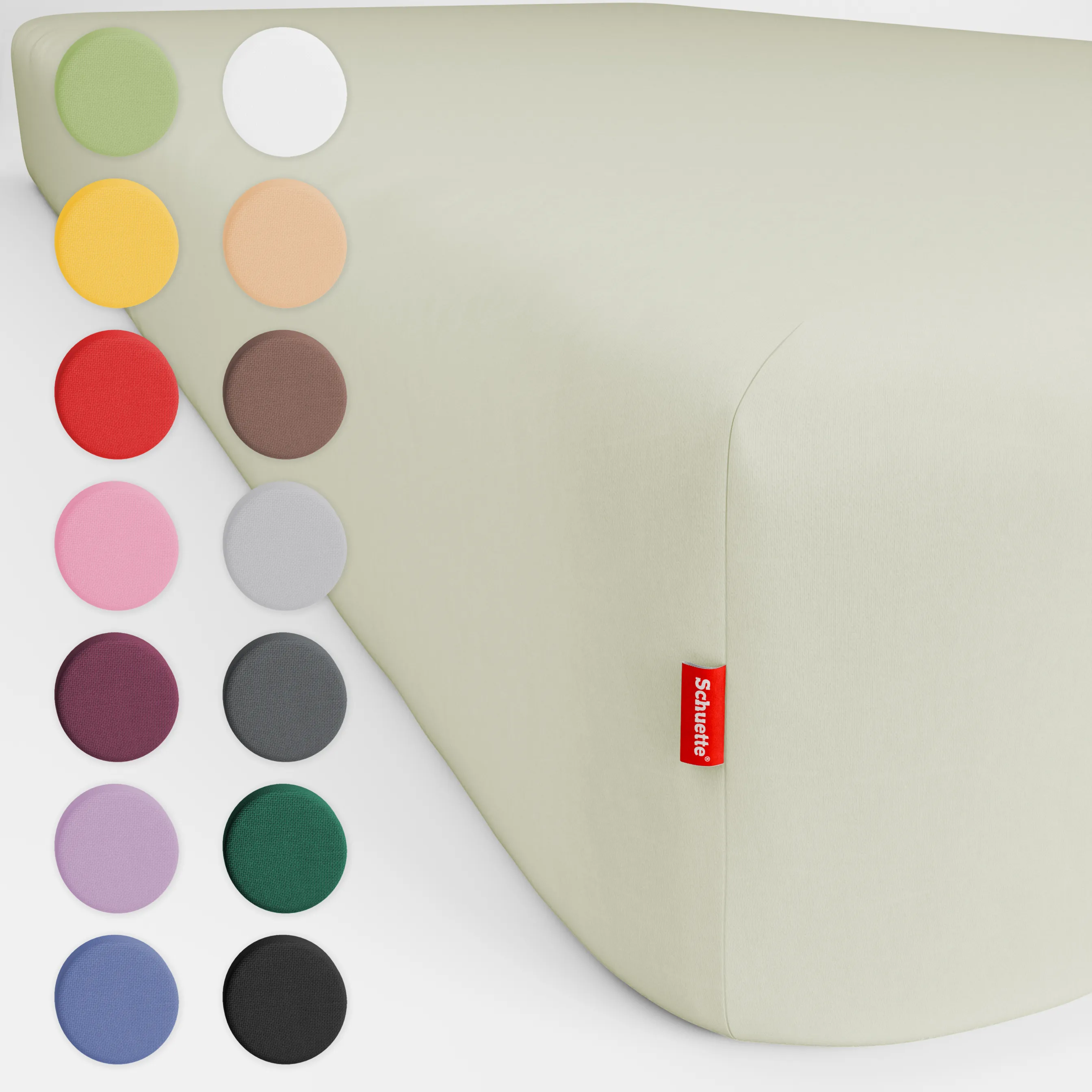 Schuette® Spannbettlaken • 120 x 200 • Wow! Kollektion: Pistachio Scoop (Pastellgrün) • 100% Superfluff Baumwolle, Blickdicht, Faltenfrei • mit Rundumgummi • Matratzenhöhe bis 20 cm